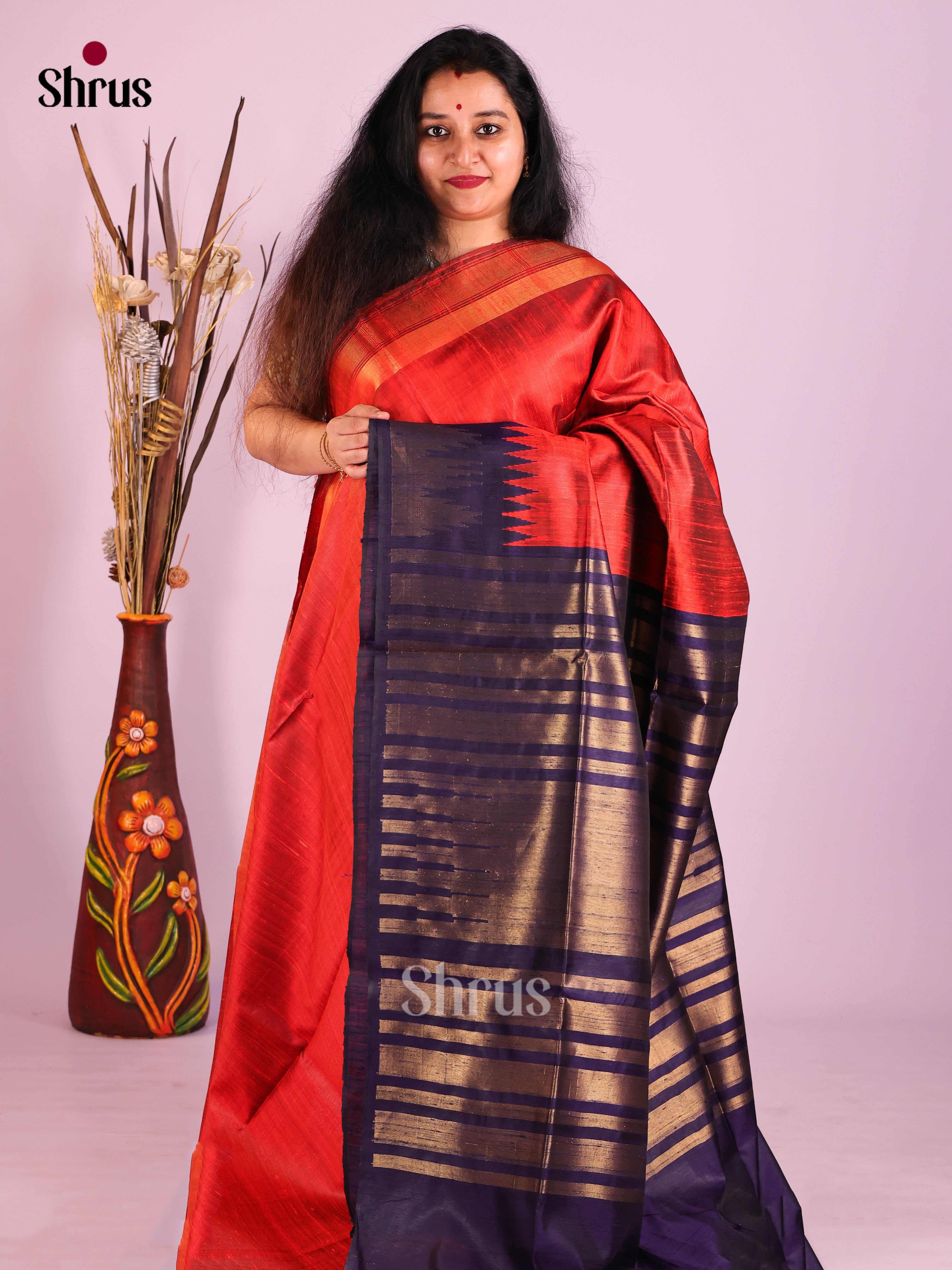 DIS27040 - Raw Silk Saree - Shop on Shrus.com