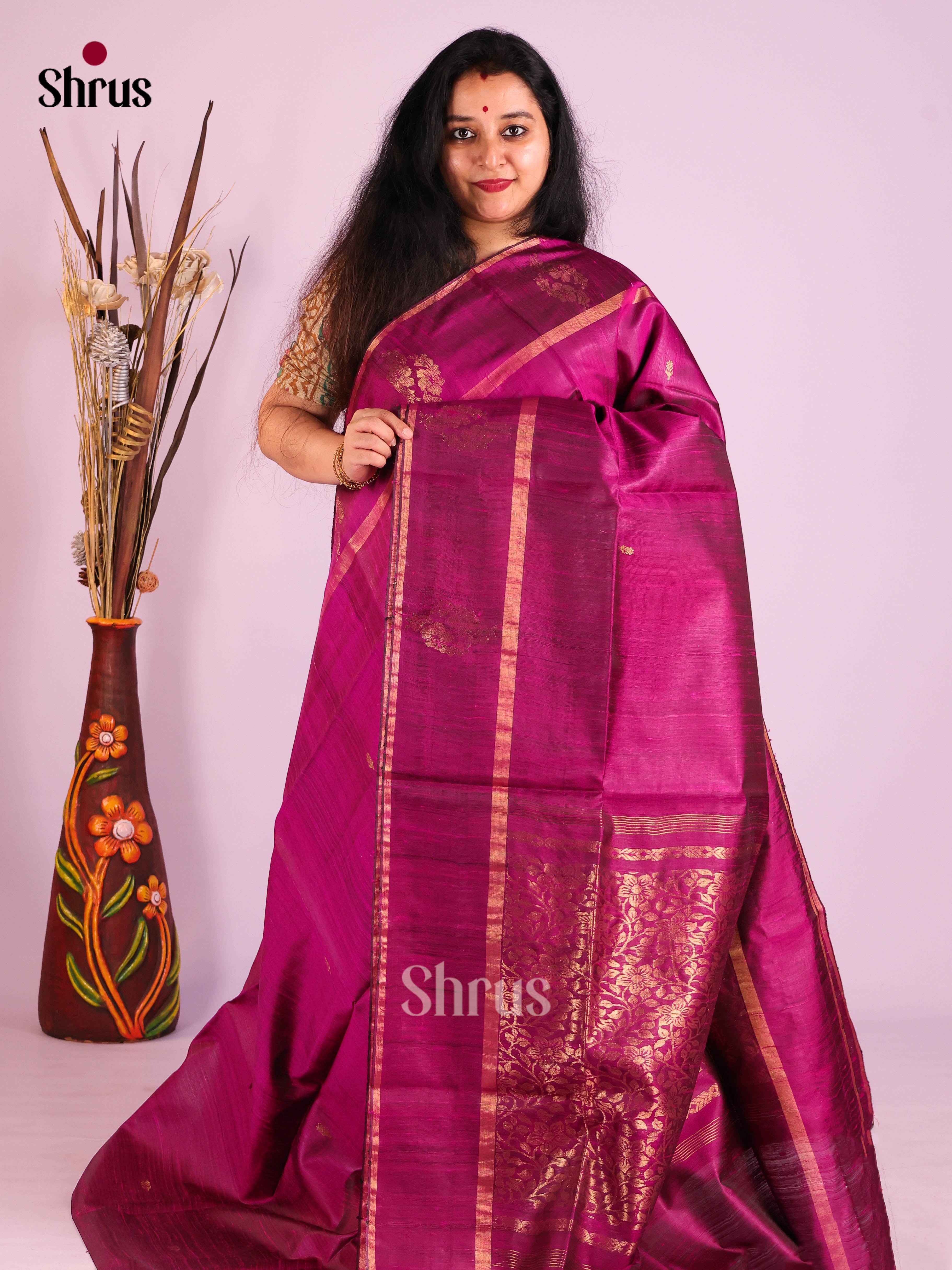 DIS27048 - Raw Silk Saree - Shop on Shrus.com