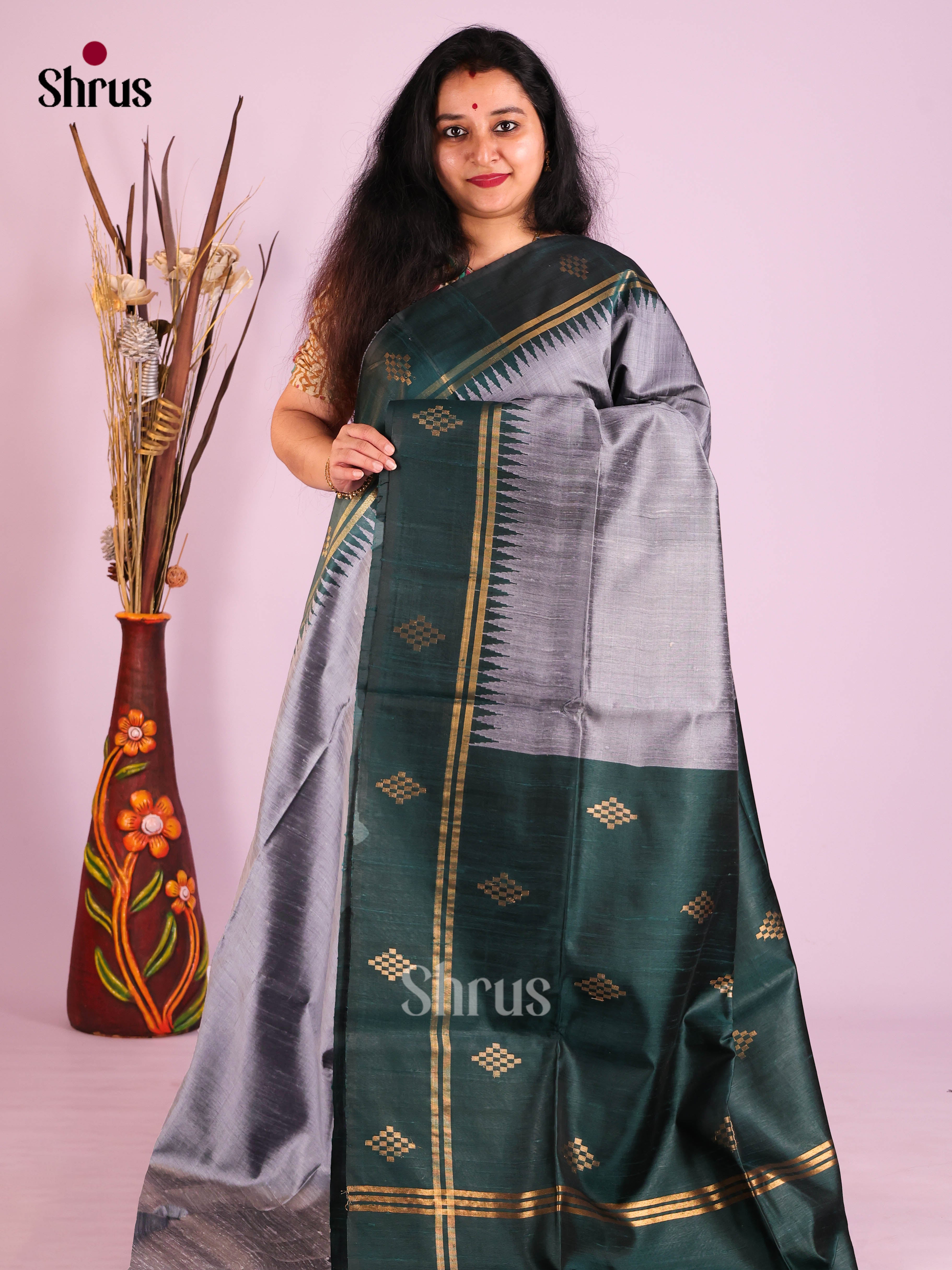 DIS27053 - Raw Silk Saree - Shop on Shrus.com