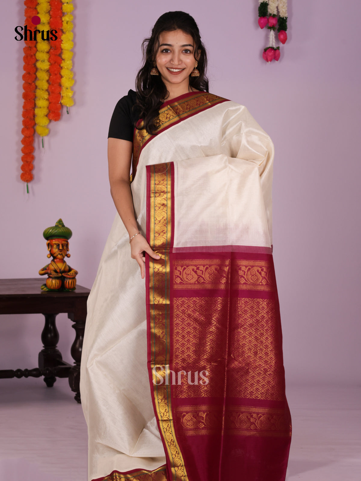 DIS27379 - Korvai-Small border Saree - Shop on Shrus.com