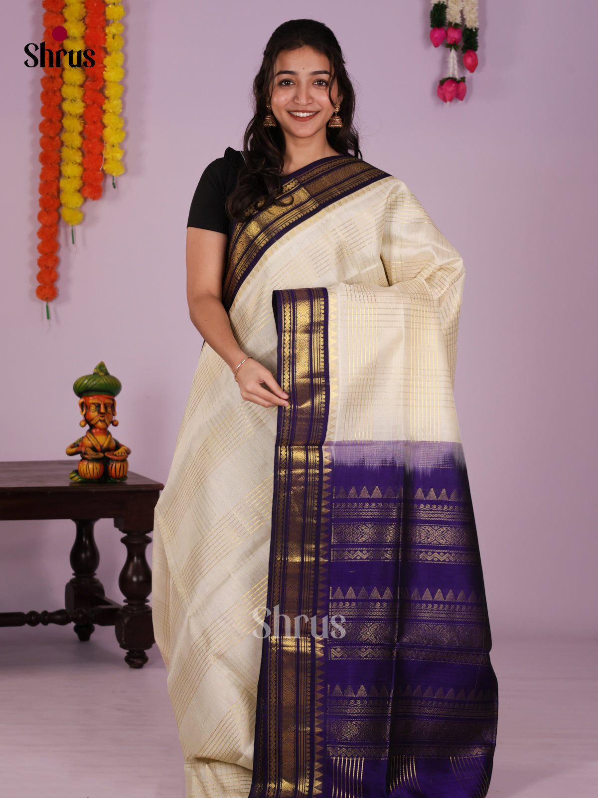 DIS27390 - Korvai-kattams Saree - Shop on Shrus.com