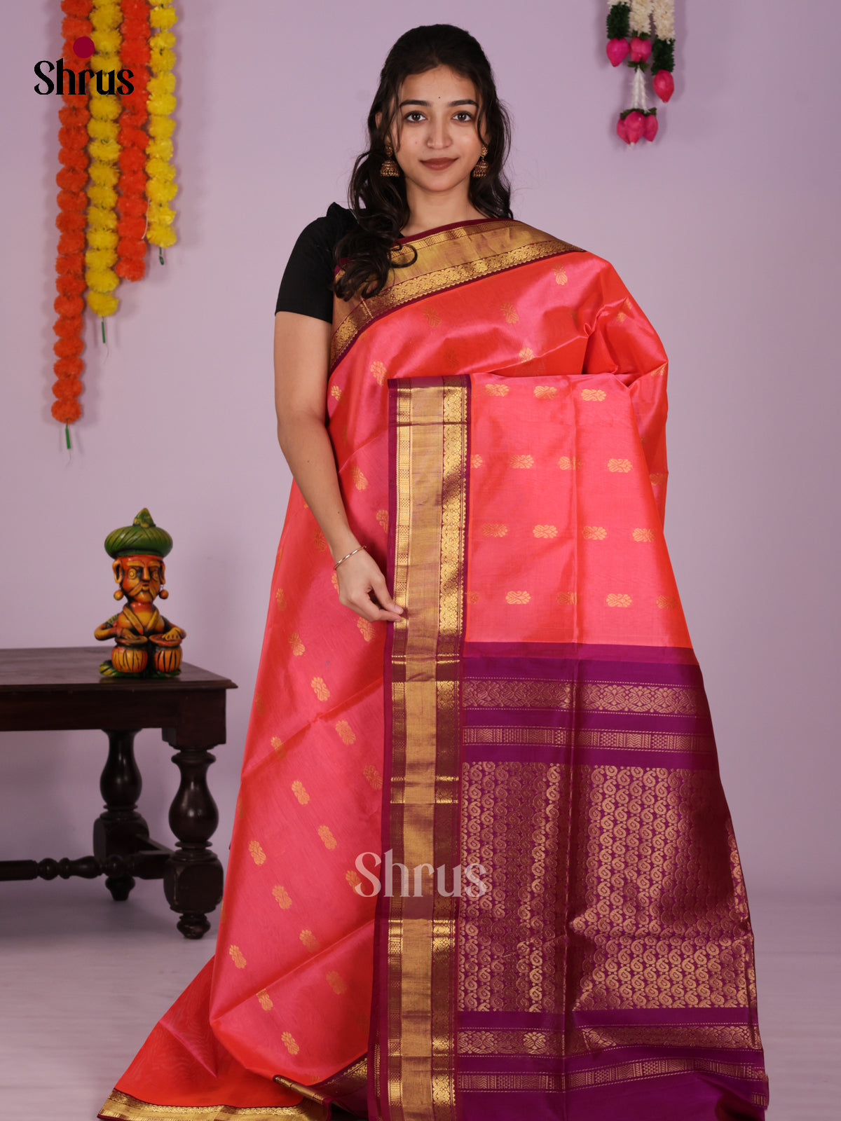 DIS27408 - Korvai-Small border Saree - Shop on Shrus.com