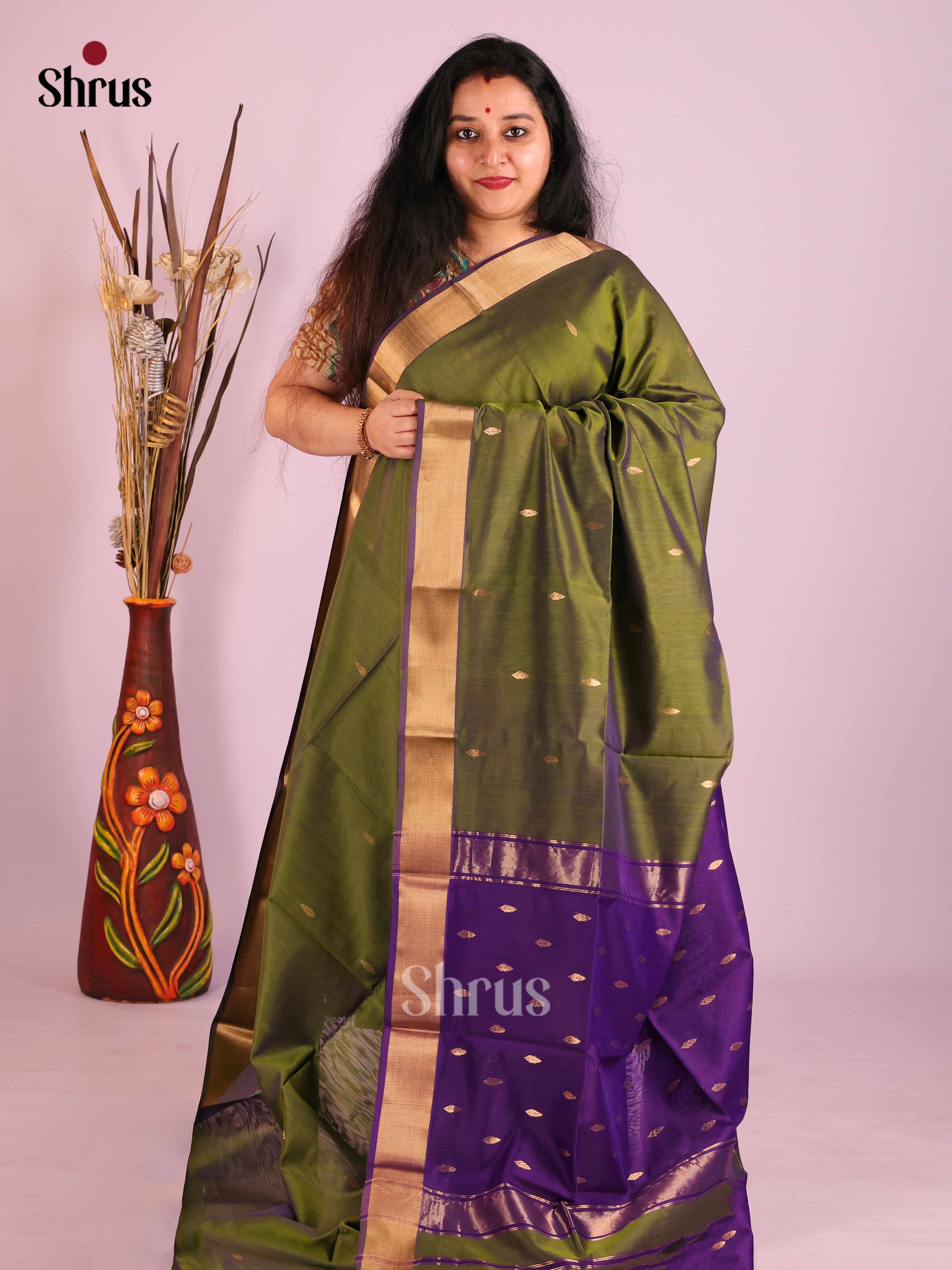 DIS27464 - Maheshwari silkcotton Saree - Shop on Shrus.com