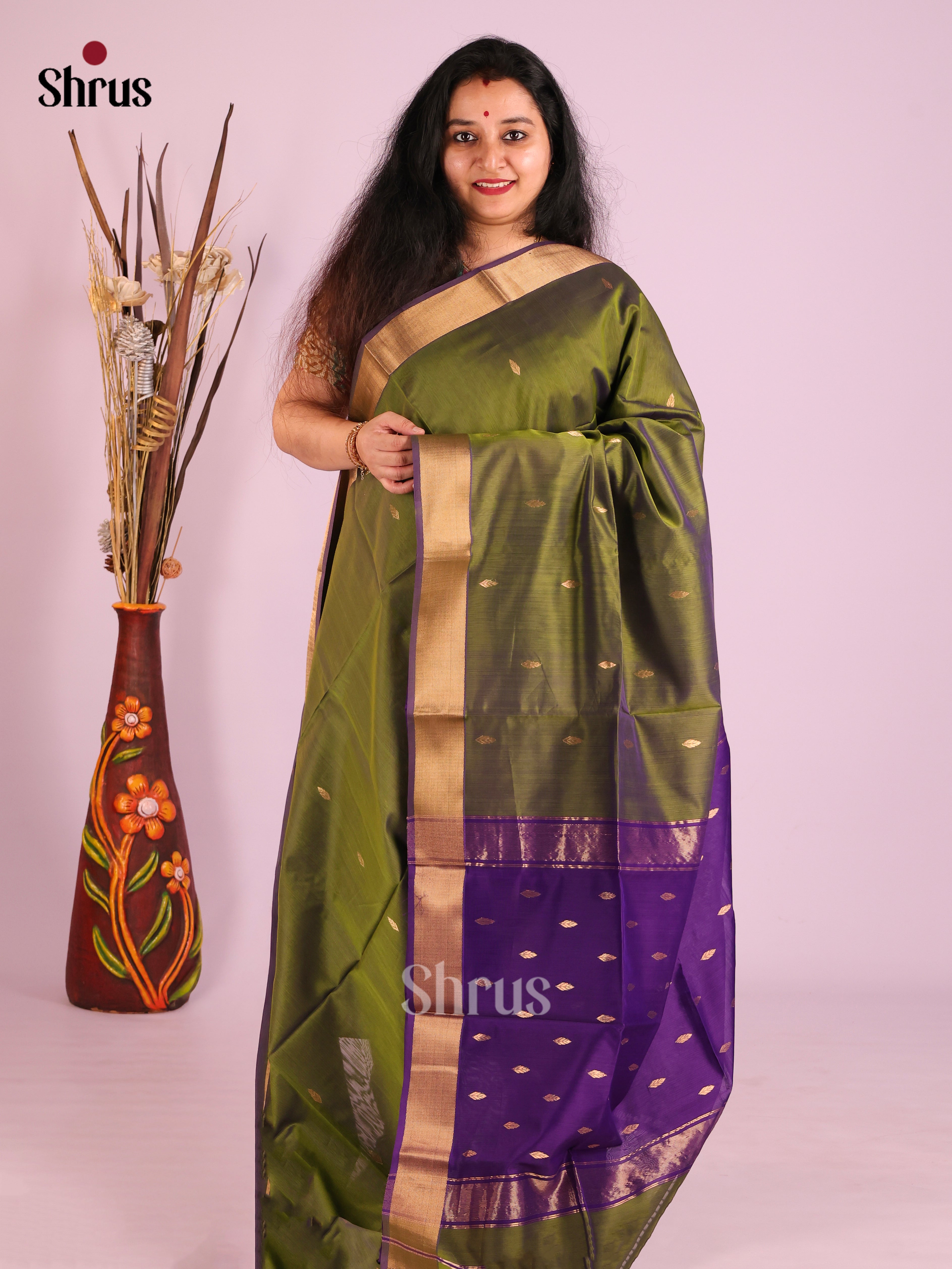 DIS27469 - Maheshwari silkcotton Saree - Shop on Shrus.com