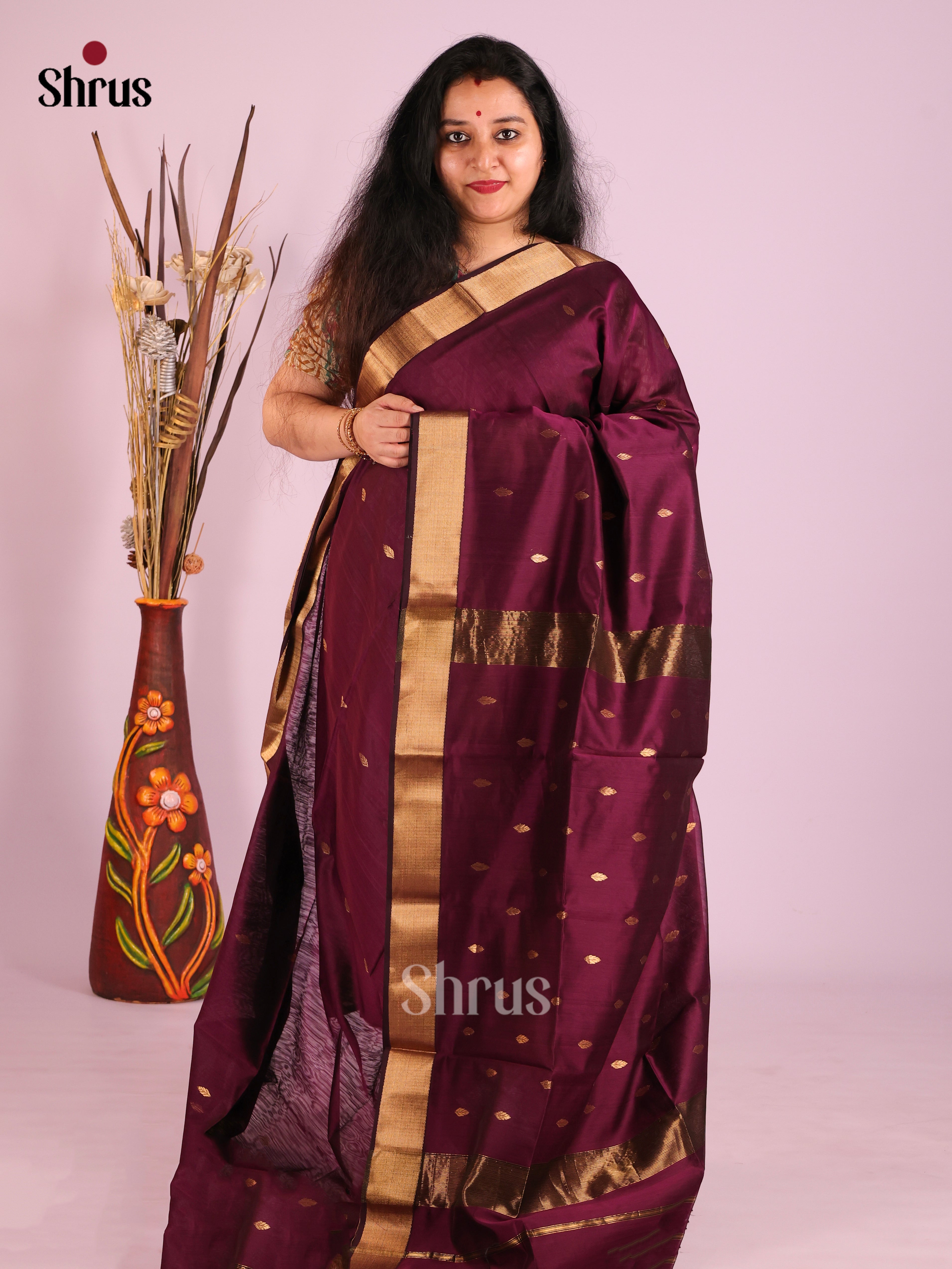 DIS27472 - Maheshwari silkcotton Saree - Shop on Shrus.com