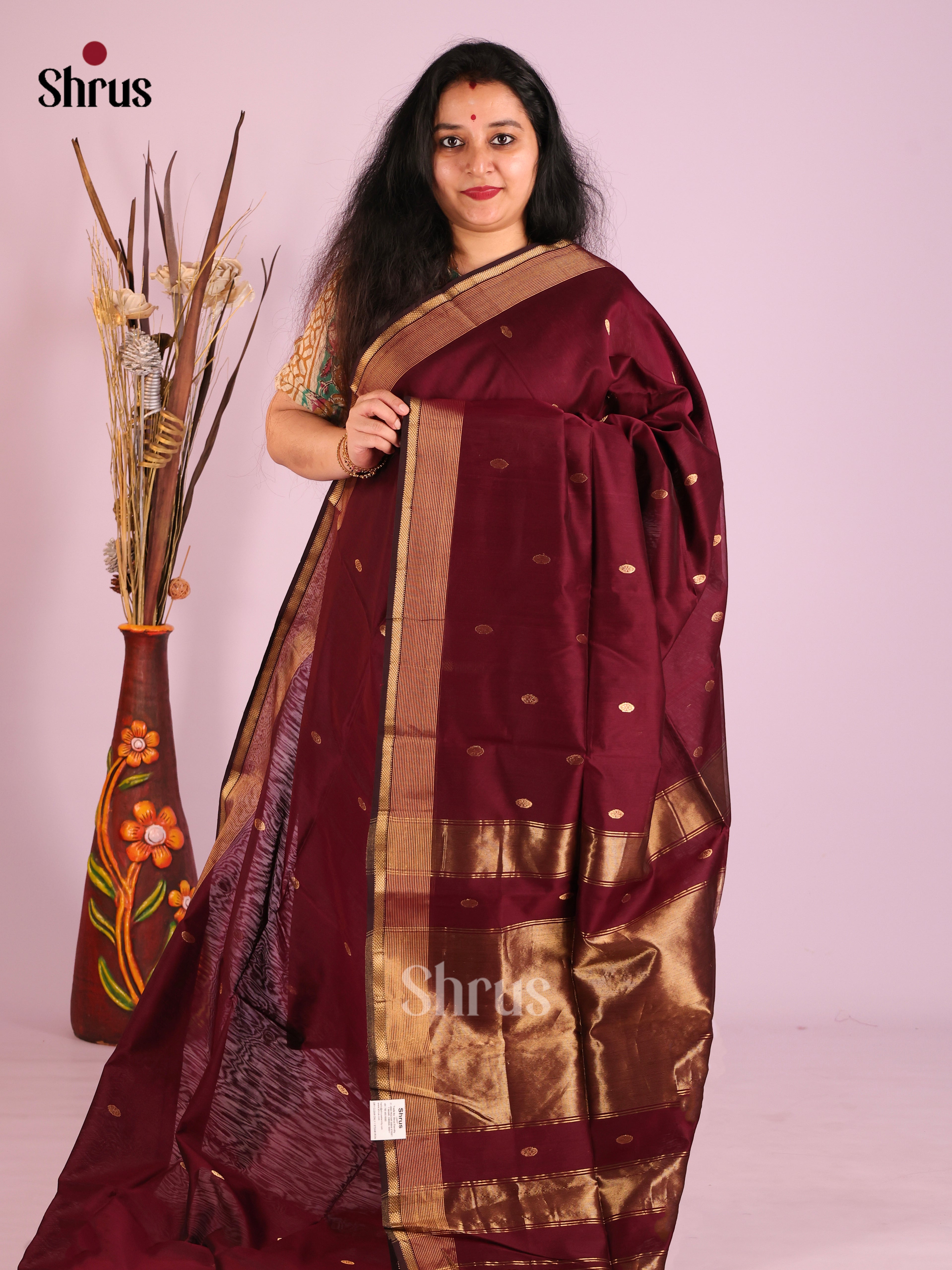 DIS27484 - Maheshwari silkcotton Saree - Shop on Shrus.com