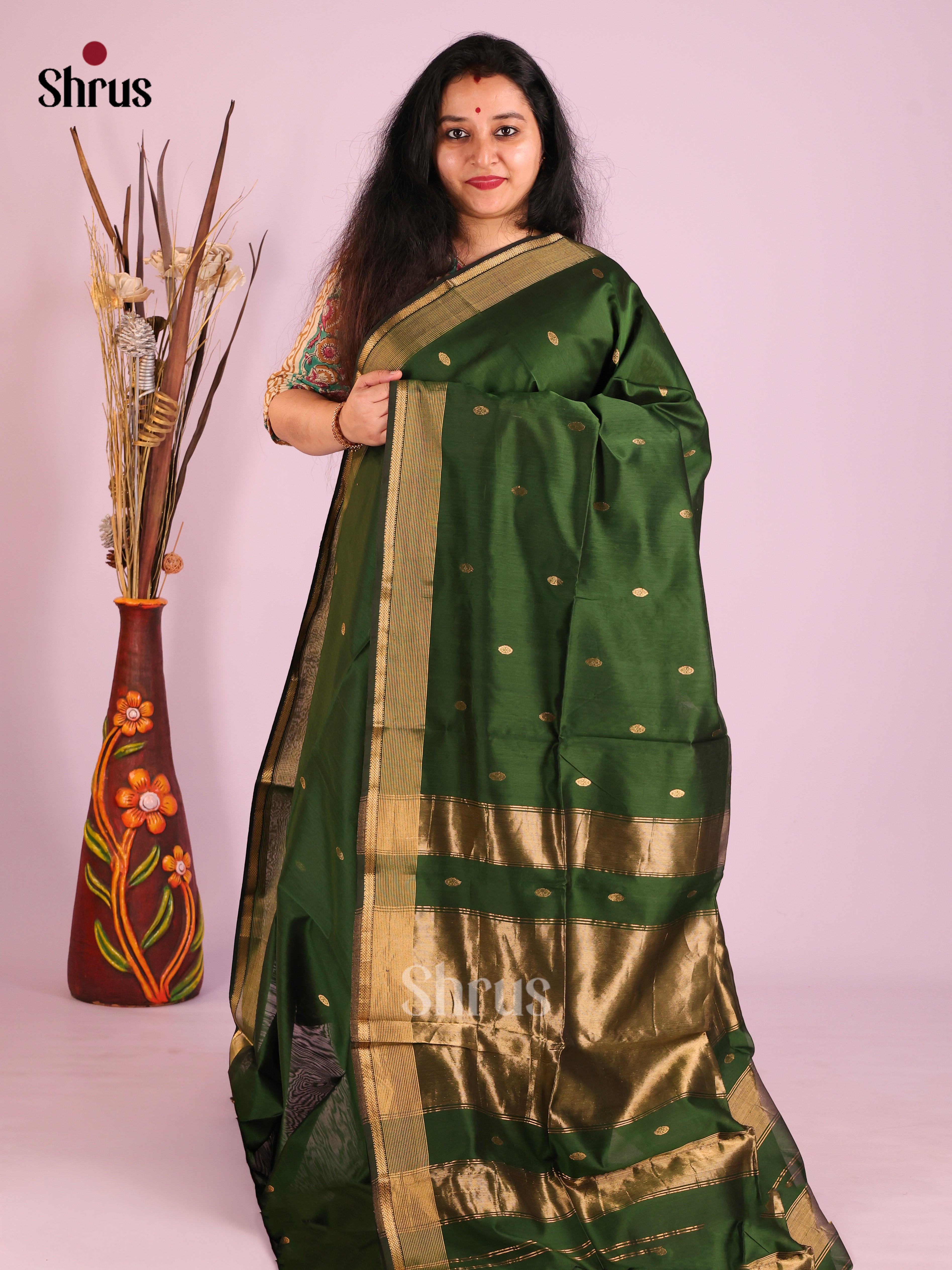 DIS27486 - Maheshwari silkcotton Saree - Shop on Shrus.com