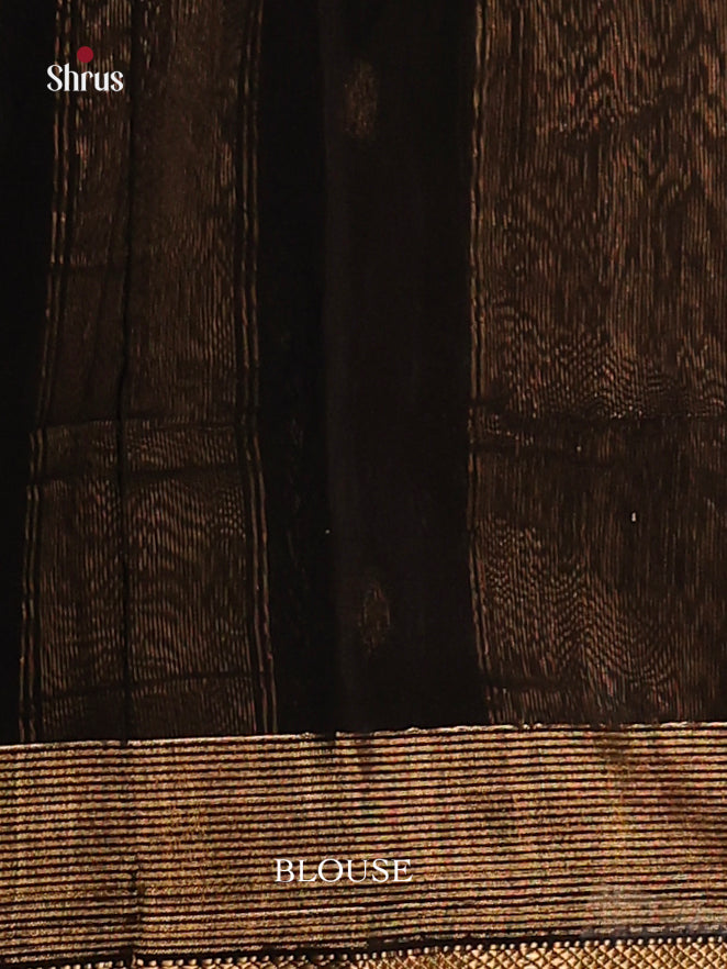 Classic Black Maheshwari Silk Cotton Saree with Gold Buttas & Zari Pallu