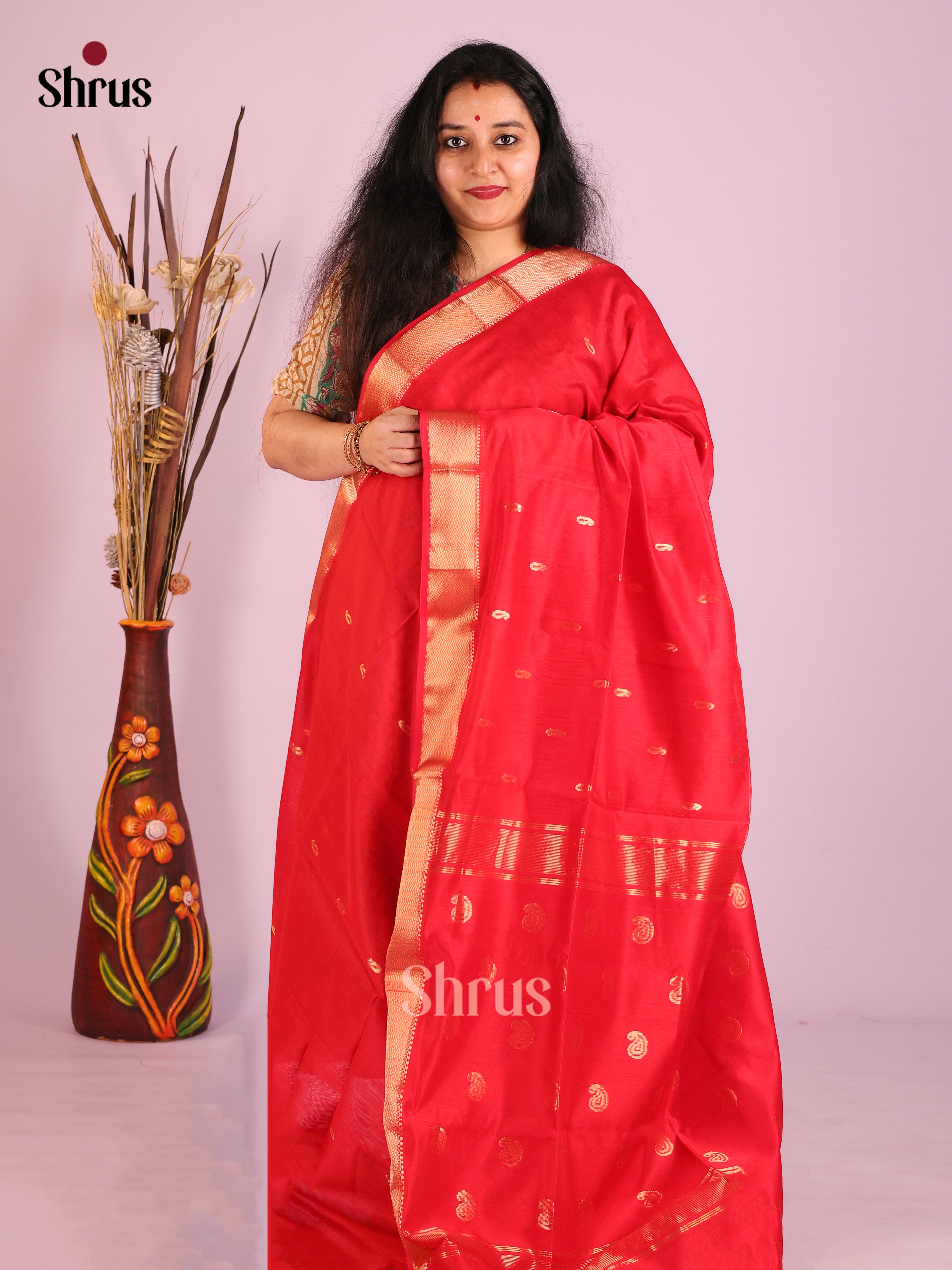 DIS27490 - Maheshwari silkcotton Saree - Shop on Shrus.com