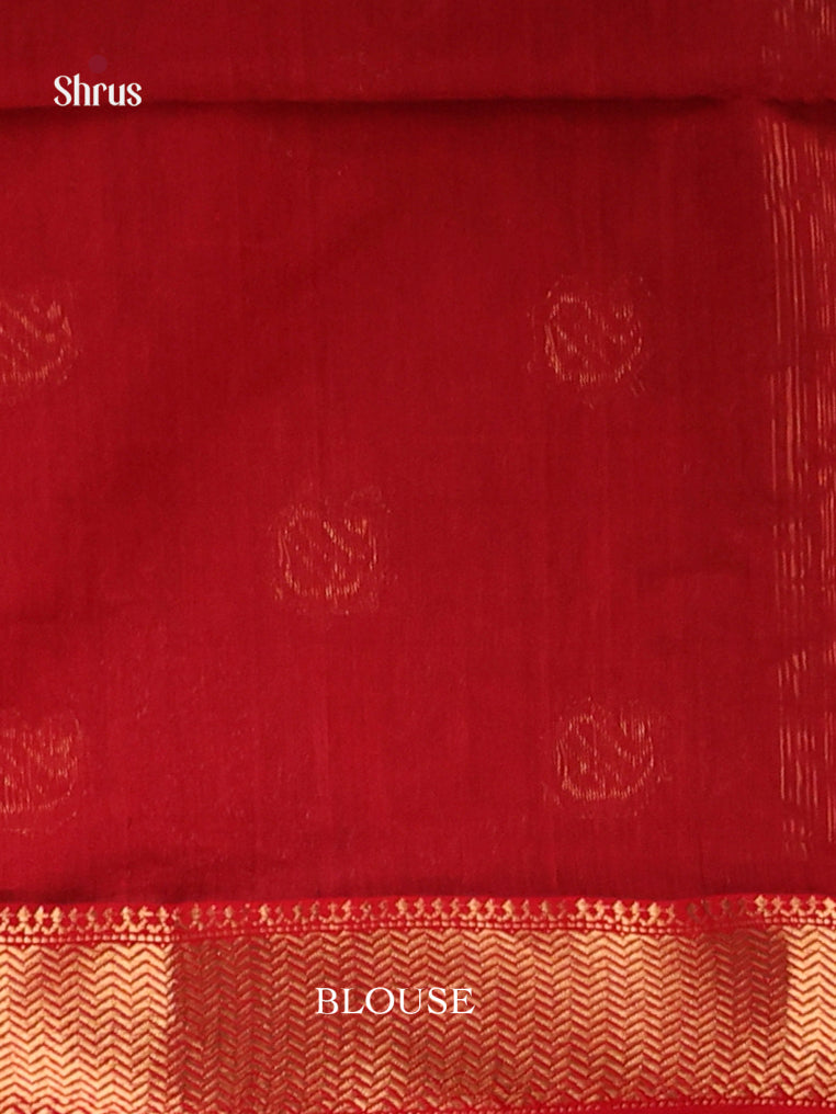 Green & Red - Maheshwari silkcotton Saree - Shop on Shrus.com