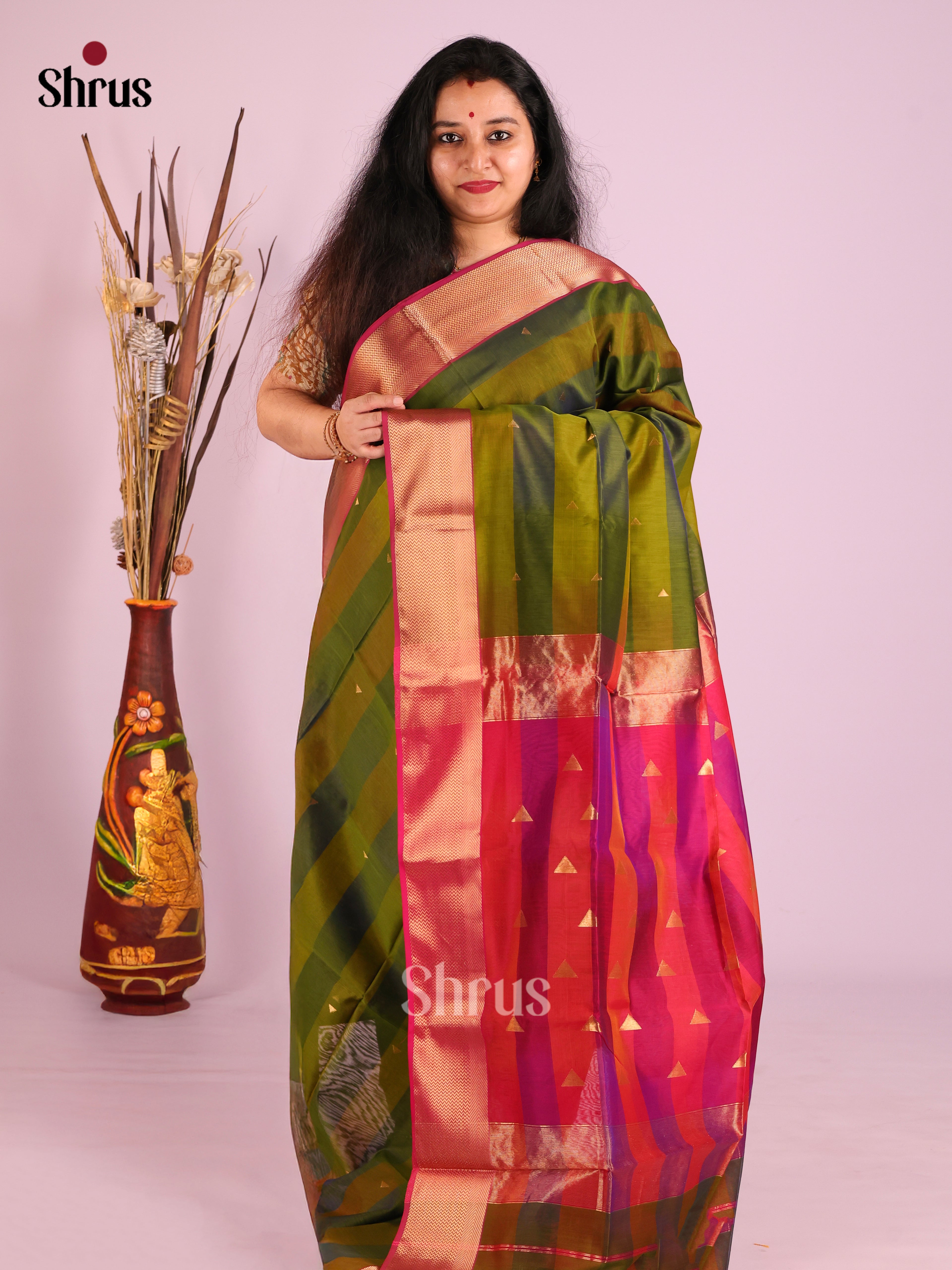 DIS27509 - Maheshwari silkcotton Saree - Shop on Shrus.com