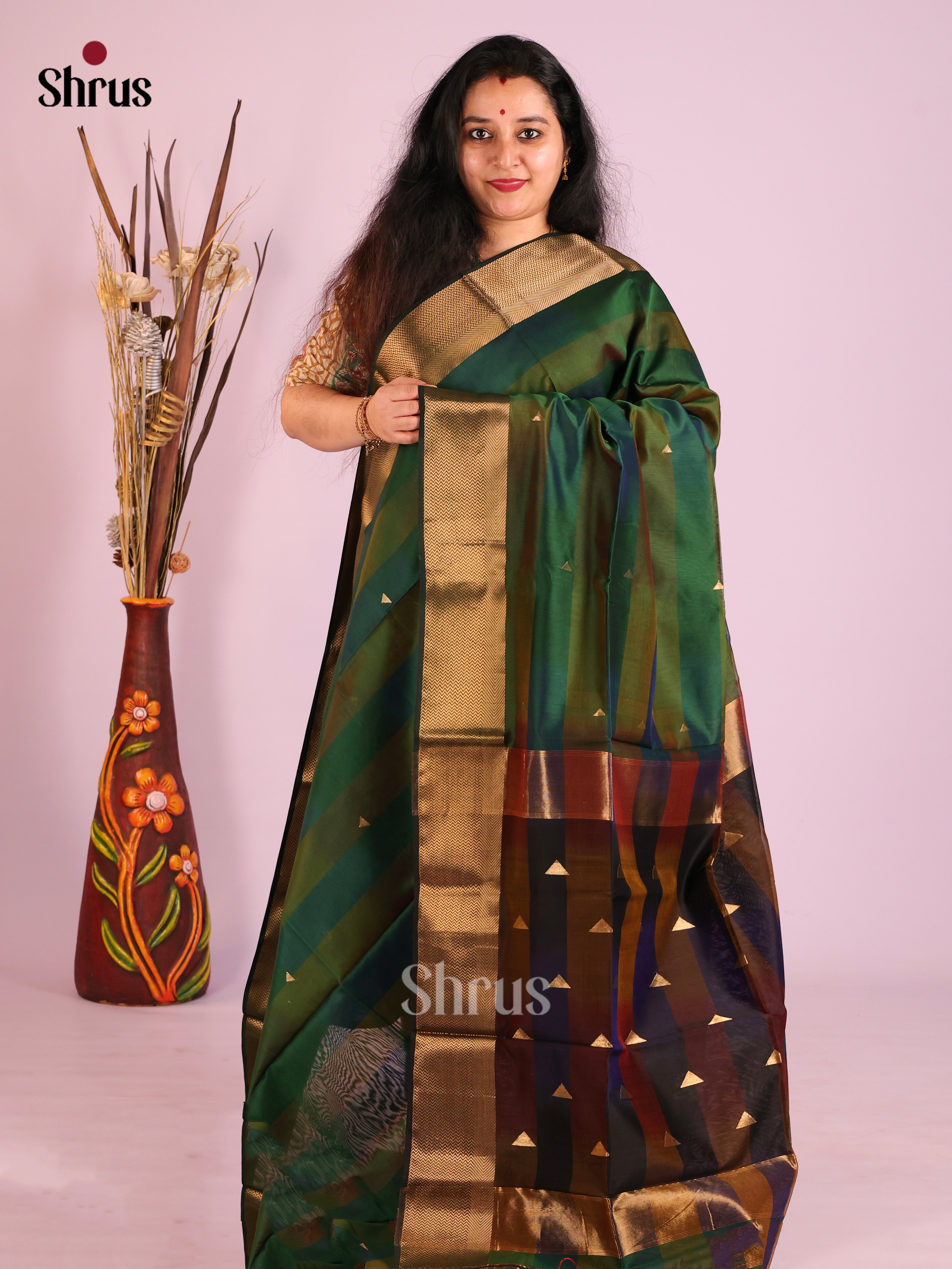 DIS27512 - Maheshwari silkcotton Saree - Shop on Shrus.com
