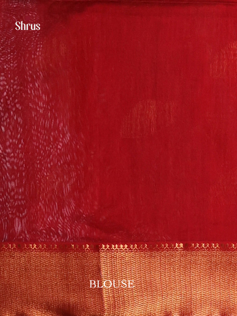 Blue & Red - Maheshwari silkcotton Saree