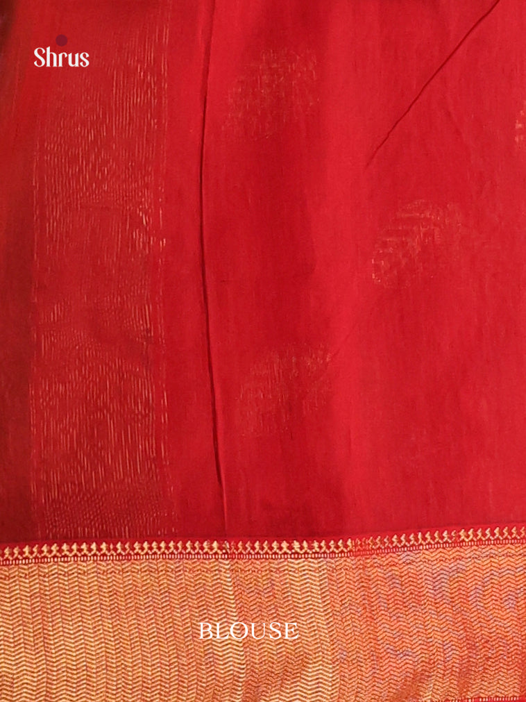 Green & Red- Maheshwari silkcotton Saree - Shop on Shrus.com