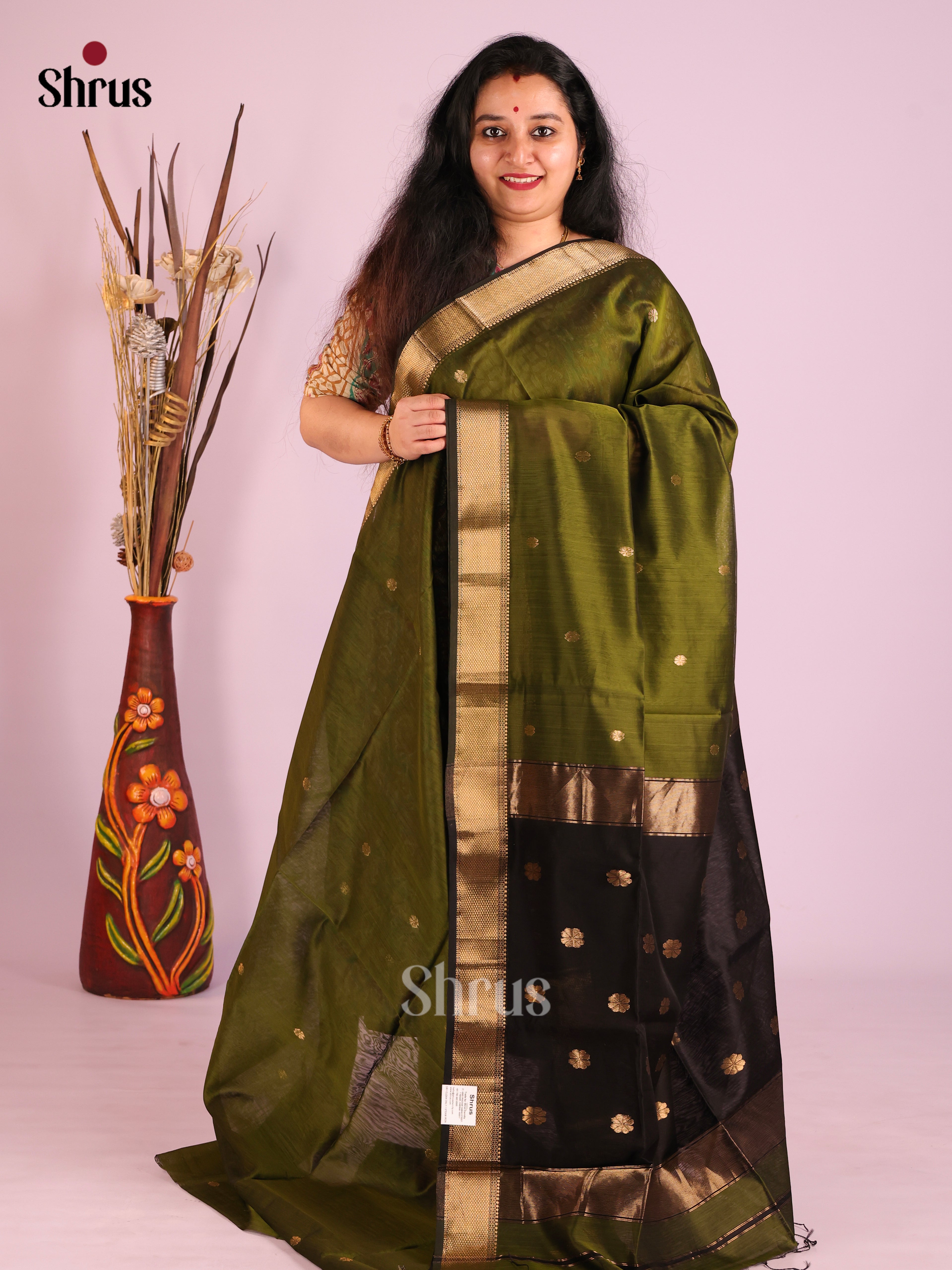 DIS27525 - Maheshwari silkcotton Saree - Shop on Shrus.com