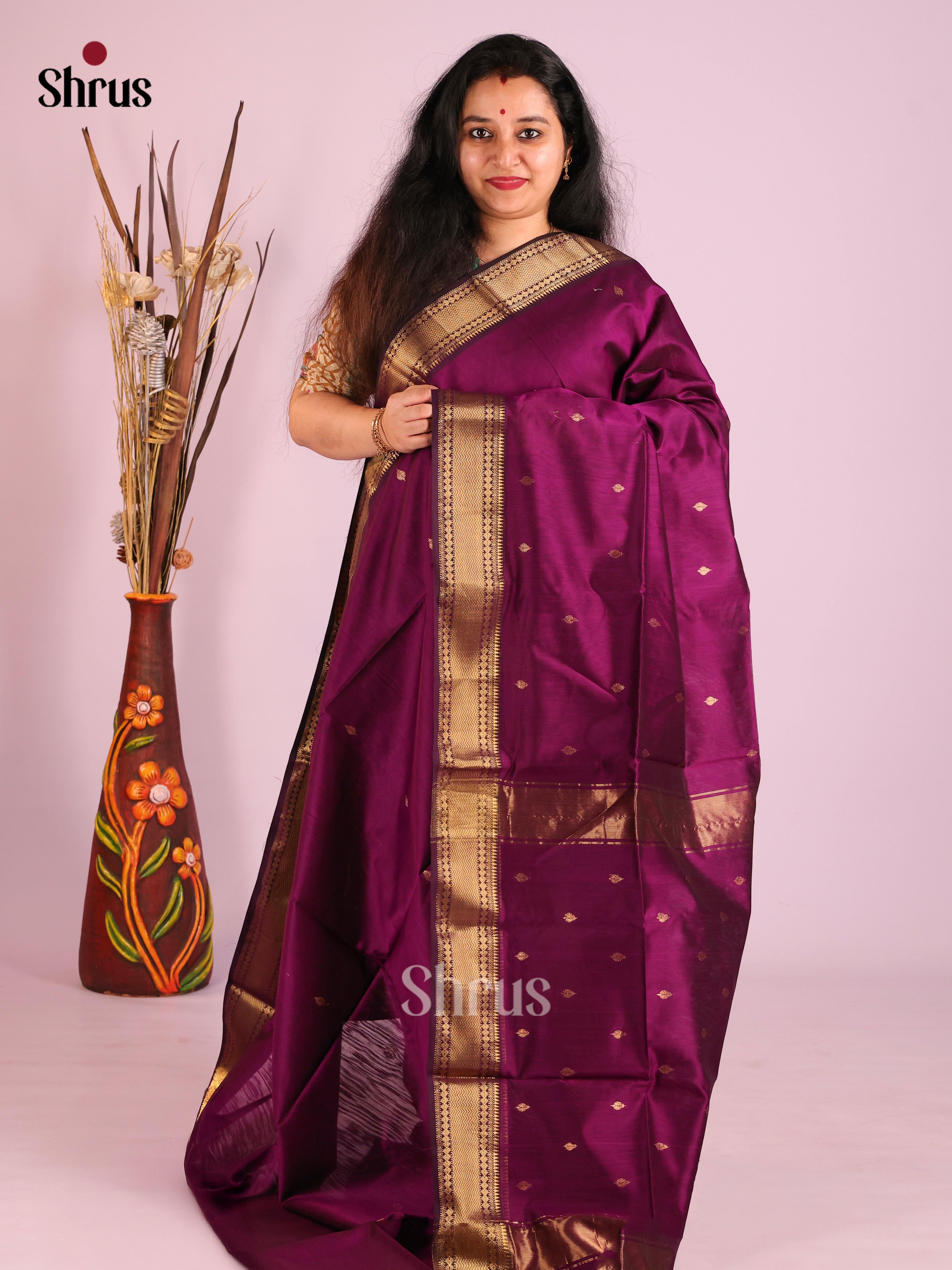 DIS27533 - Maheshwari silkcotton Saree - Shop on Shrus.com