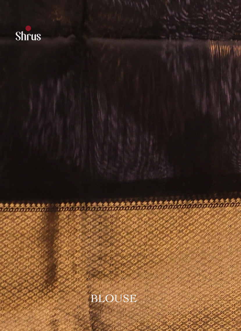 Charming Black Maheshwari Cotton Silk Saree with Gold Buttas & Kaddi Zari Border