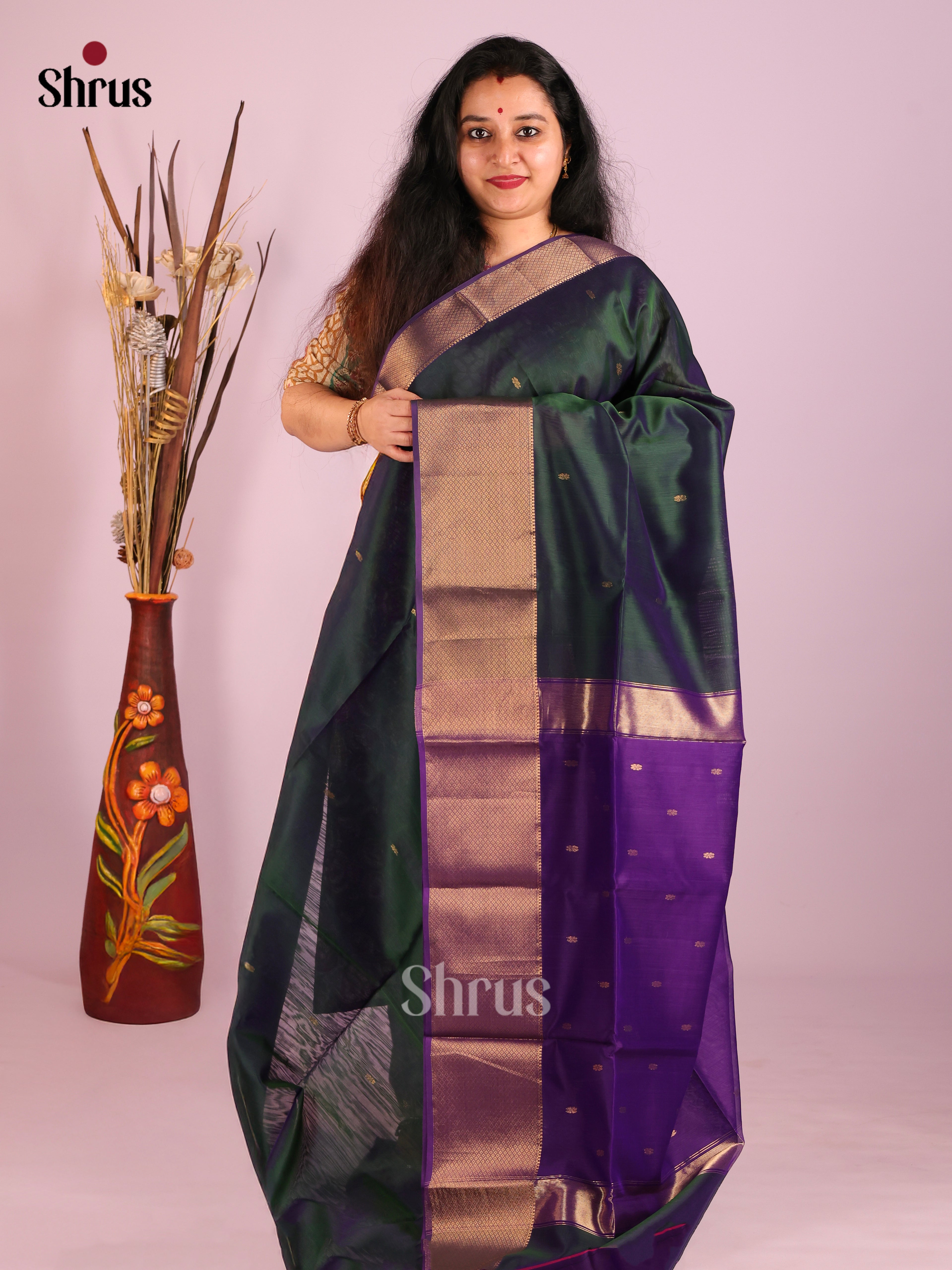 DIS27543 - Maheshwari silkcotton Saree - Shop on Shrus.com