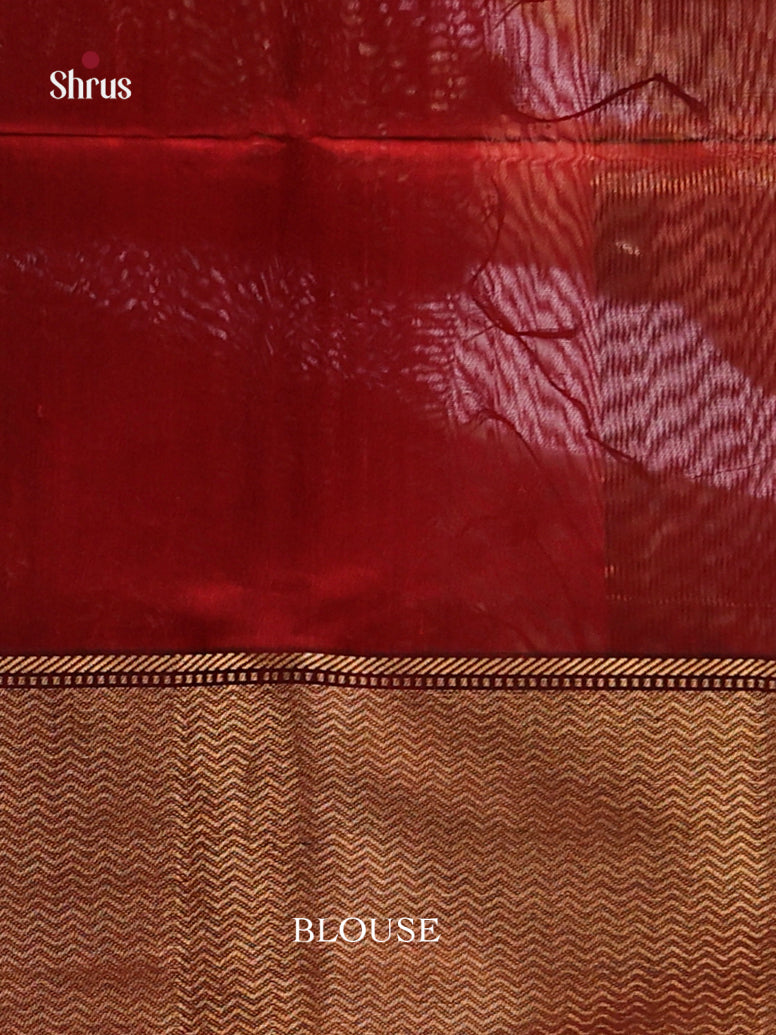 Red &  Maroon - Maheshwari silkcotton Saree - Shop on Shrus.com