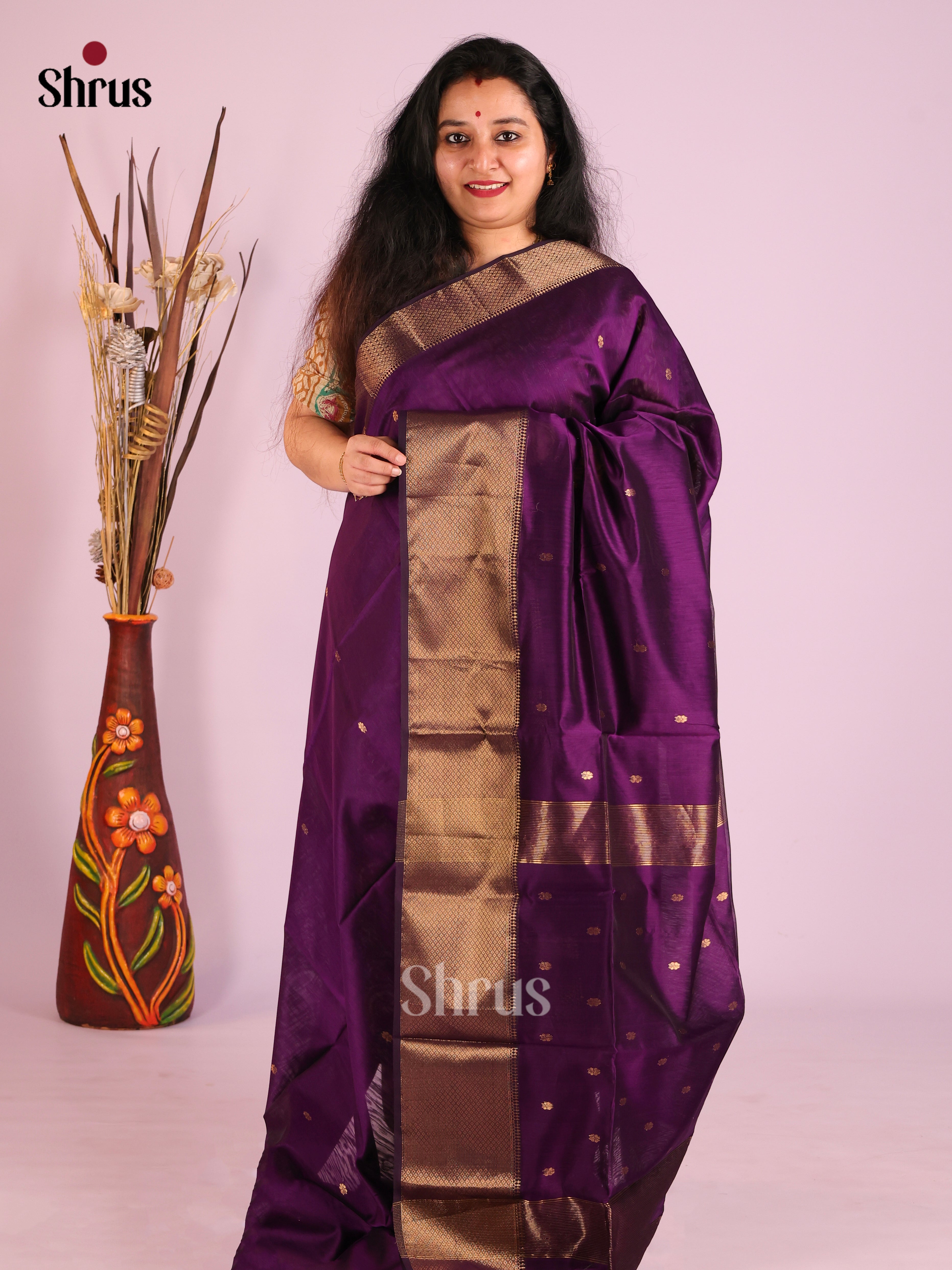 DIS27551 - Maheshwari silkcotton Saree - Shop on Shrus.com