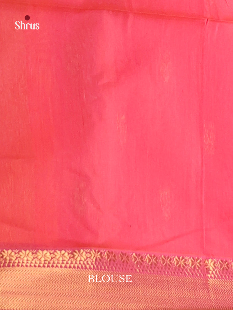 Radiant Yellow Maheshwari Cotton Silk Saree with Thread Buttas & Pink Zari Border