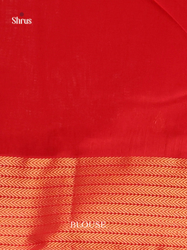 Traditional Red Maheshwari Silk Cotton Saree with Golden Buttas & Zari Pallu