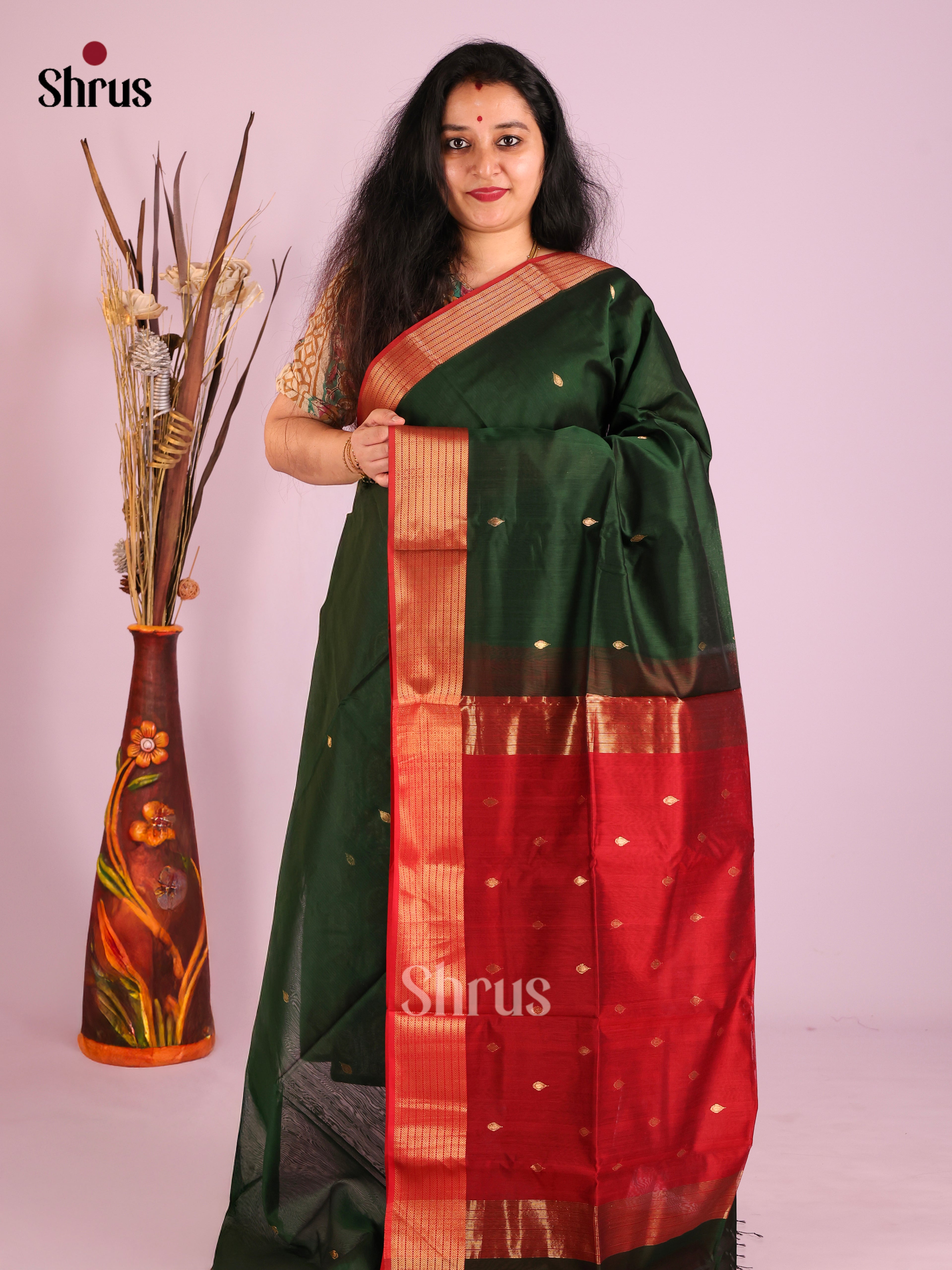 DIS27570 - Maheshwari silkcotton Saree - Shop on Shrus.com