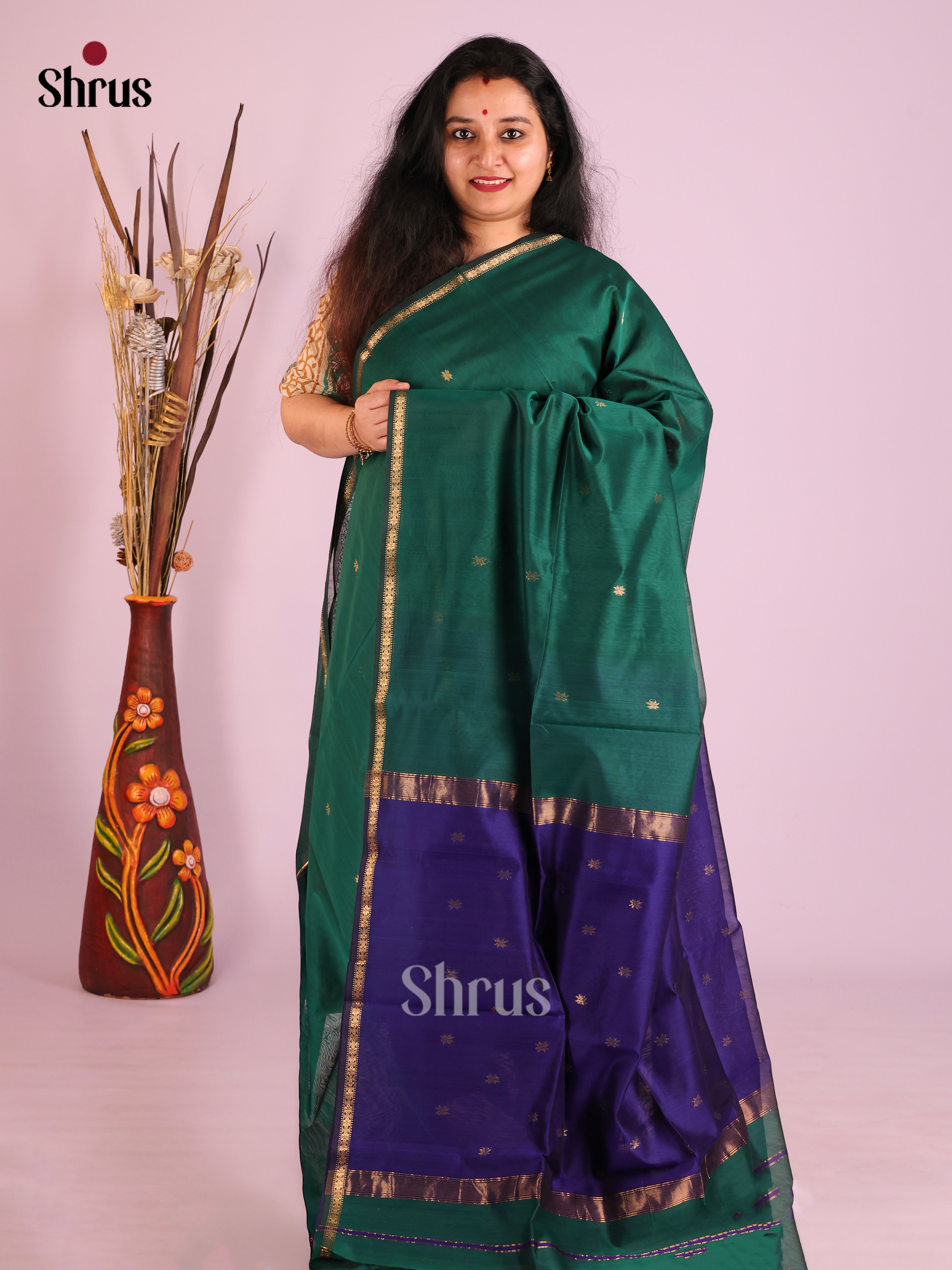 DIS27578 - Maheshwari silkcotton Saree - Shop on Shrus.com