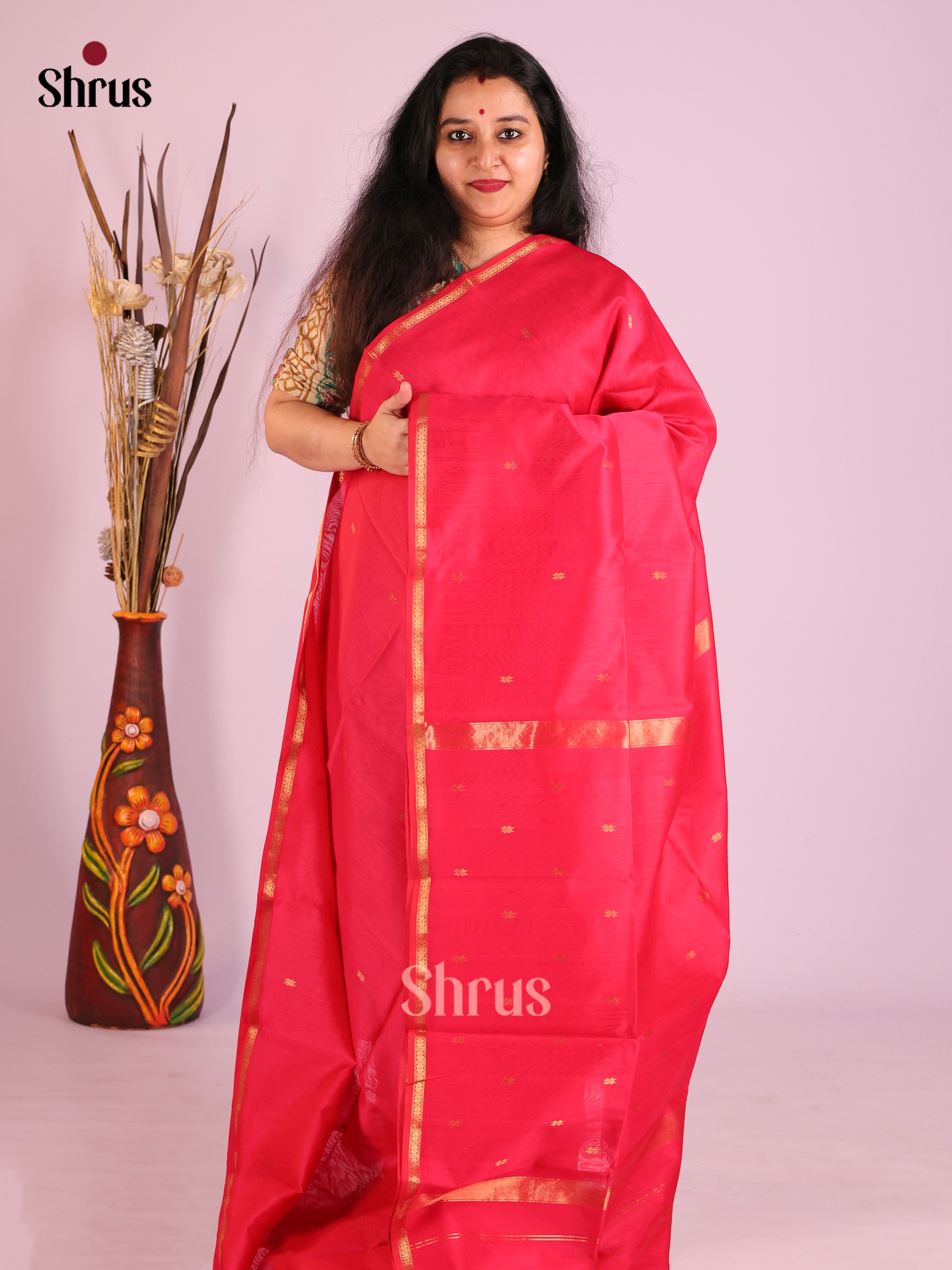 DIS27585 - Maheshwari silkcotton Saree - Shop on Shrus.com