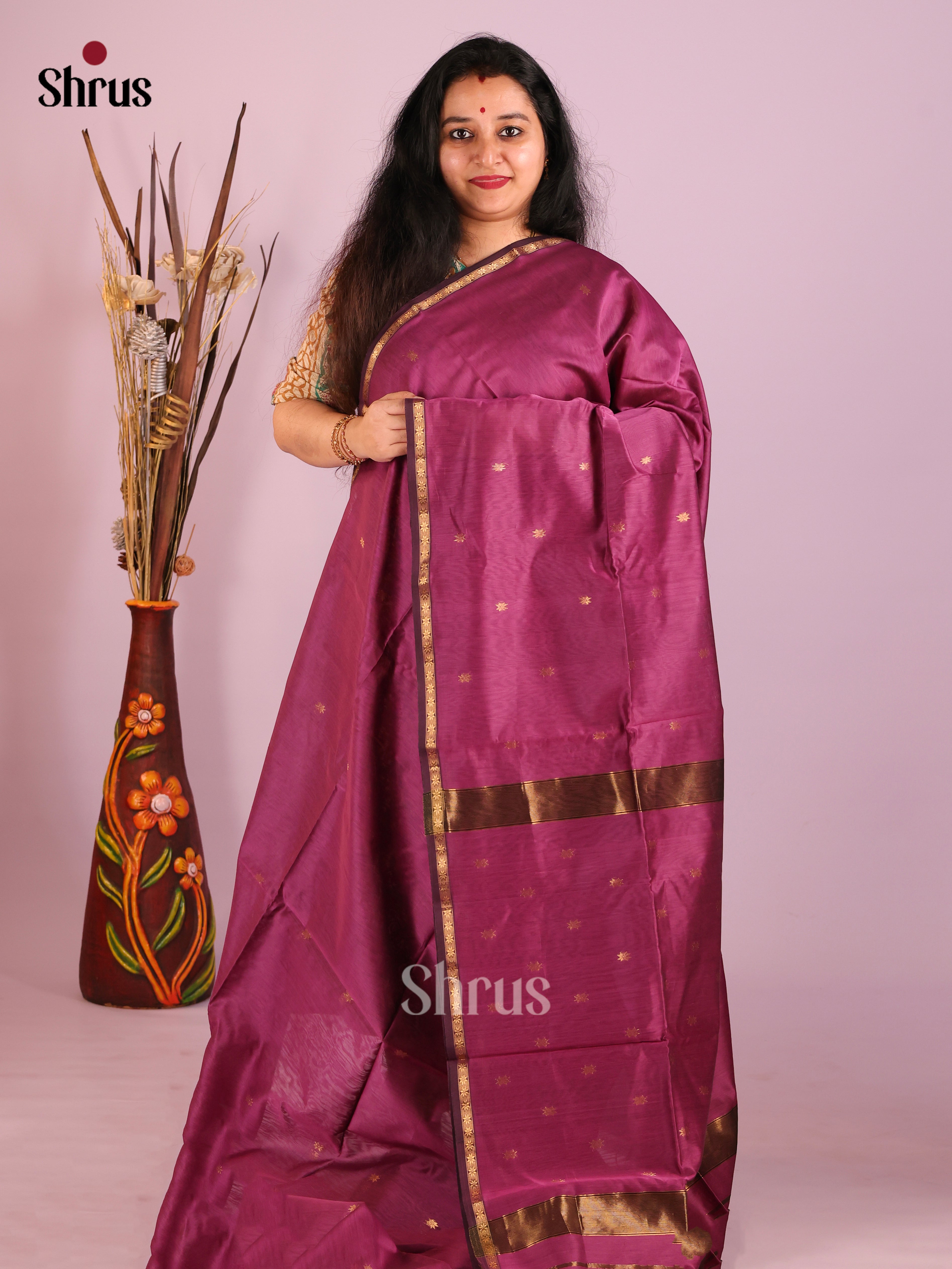 DIS27586 - Maheshwari silkcotton Saree - Shop on Shrus.com