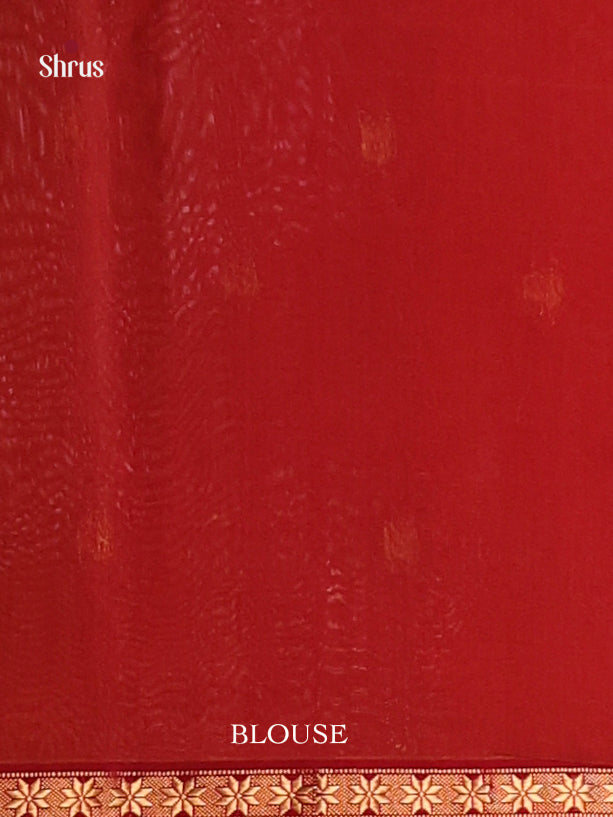 Mustard & Red - Maheshwari silkcotton Saree - Shop on Shrus.com