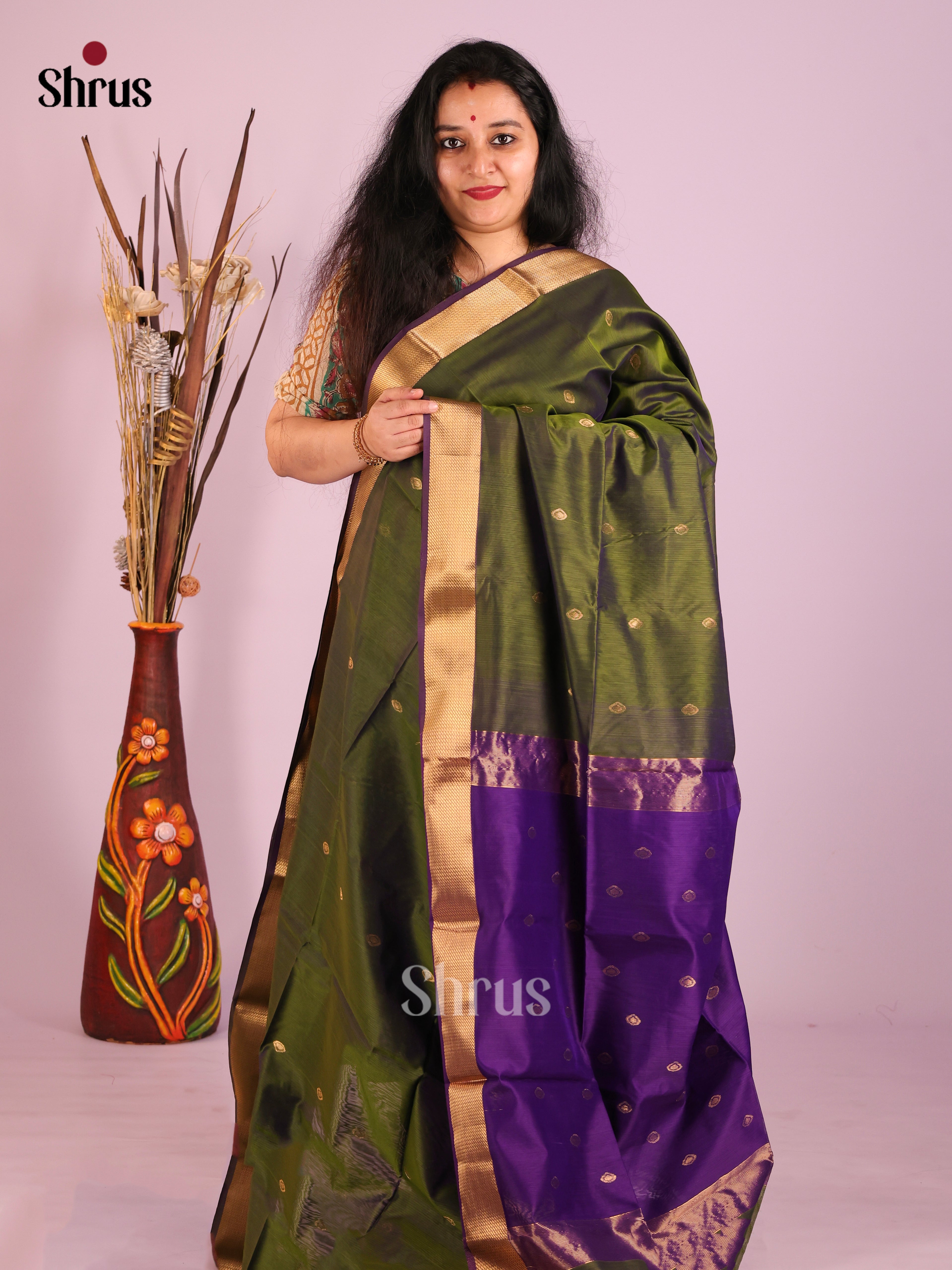 DIS27599 - Maheshwari silkcotton Saree - Shop on Shrus.com