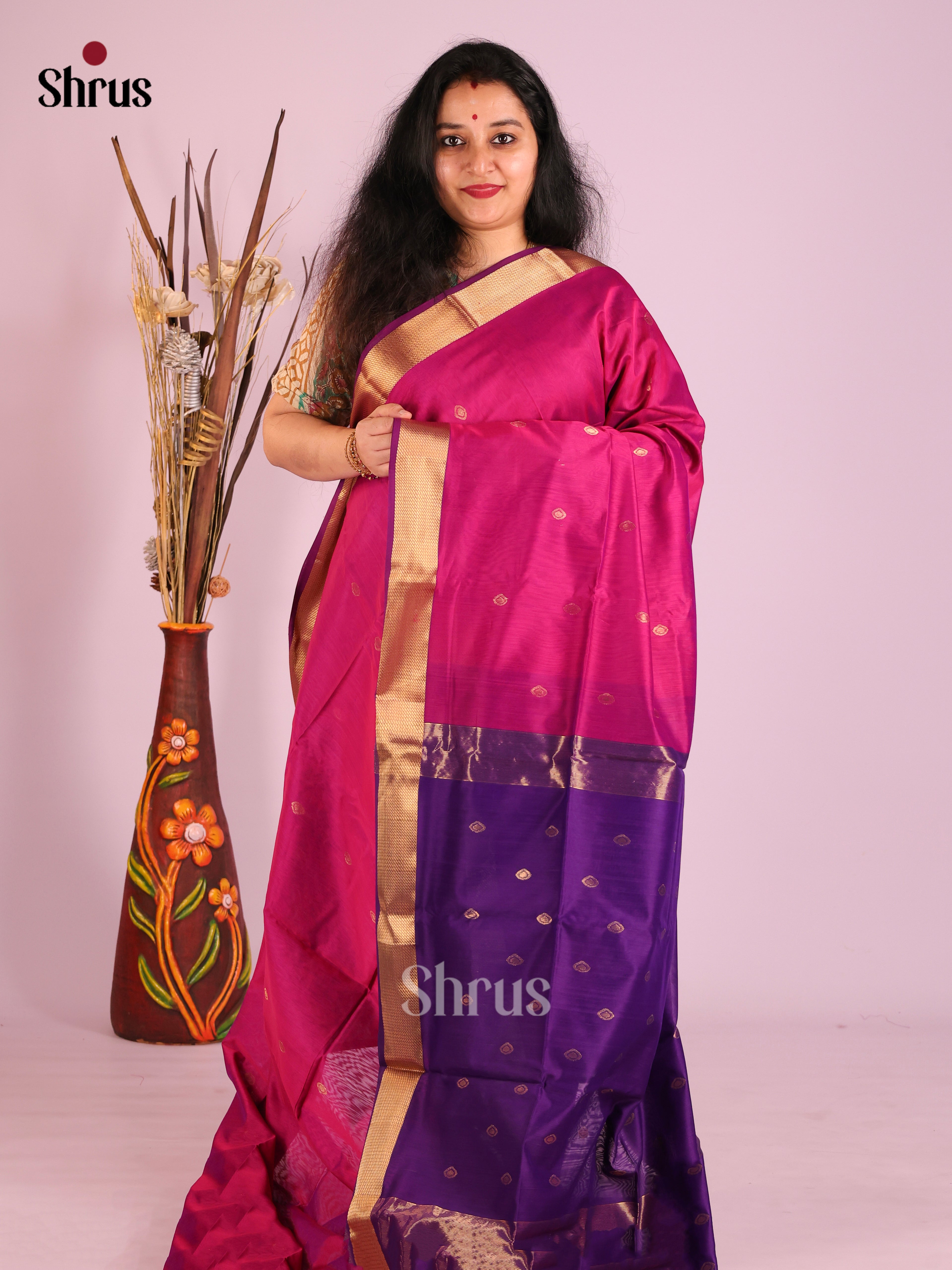 DIS27601 - Maheshwari silkcotton Saree - Shop on Shrus.com