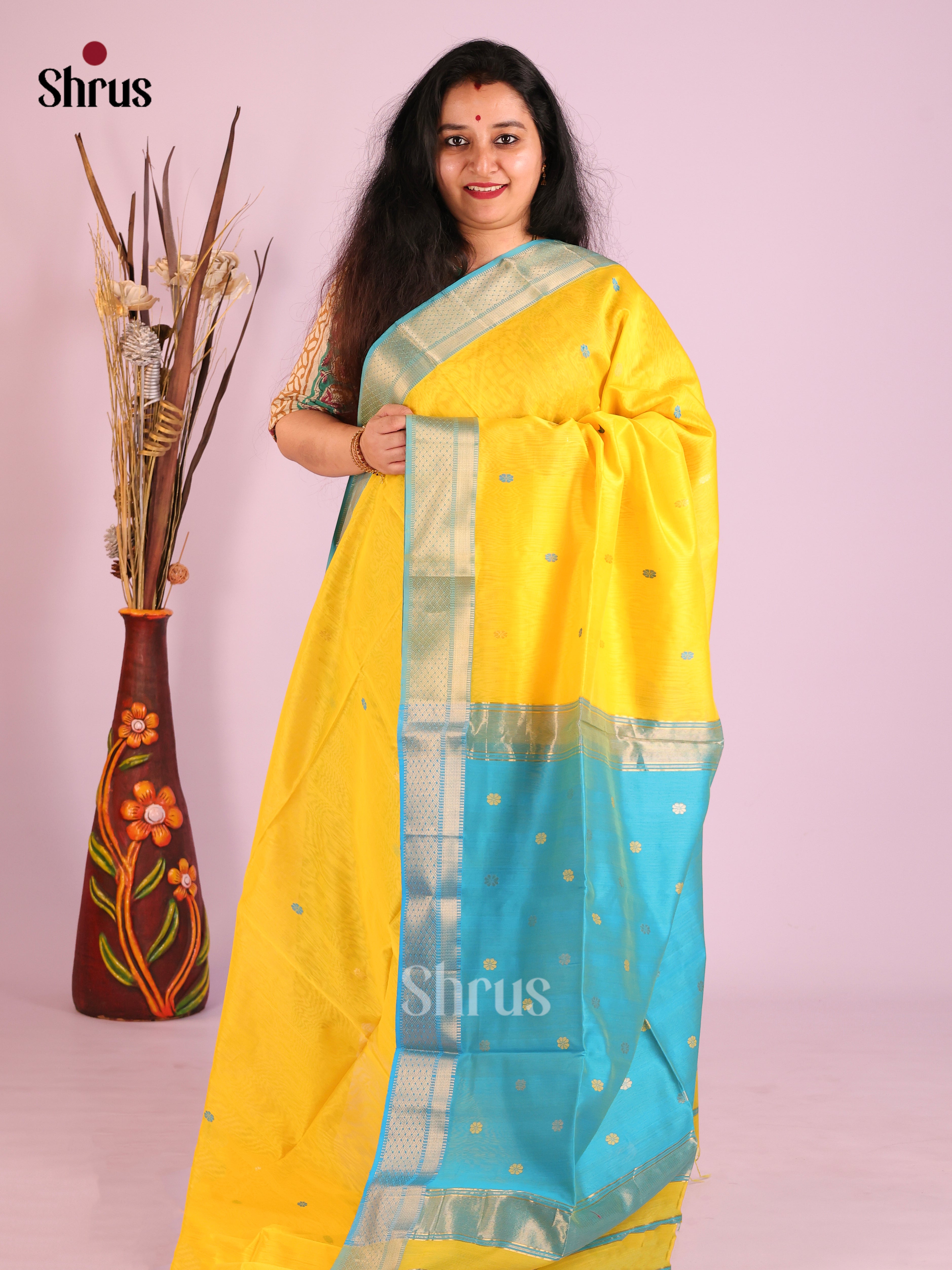 DIS27618 - Maheshwari silkcotton Saree - Shop on Shrus.com