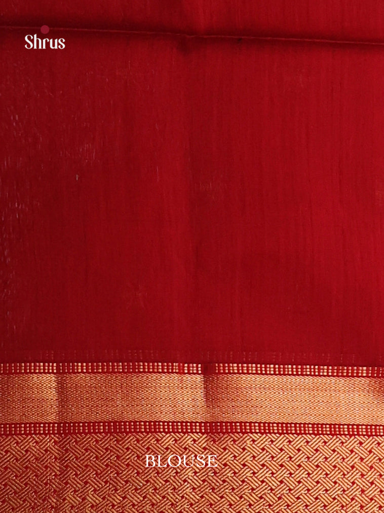 Green & Red - Maheshwari silkcotton Saree - Shop on Shrus.com