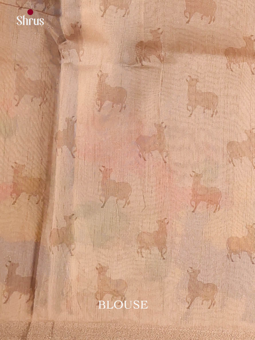 Pastel Brown - Semi Chanderi Saree