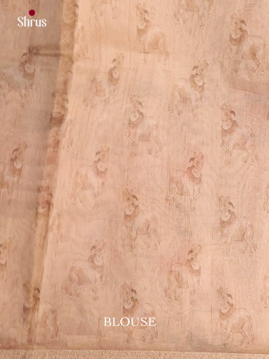 Light Brown - Semi Chanderi Saree