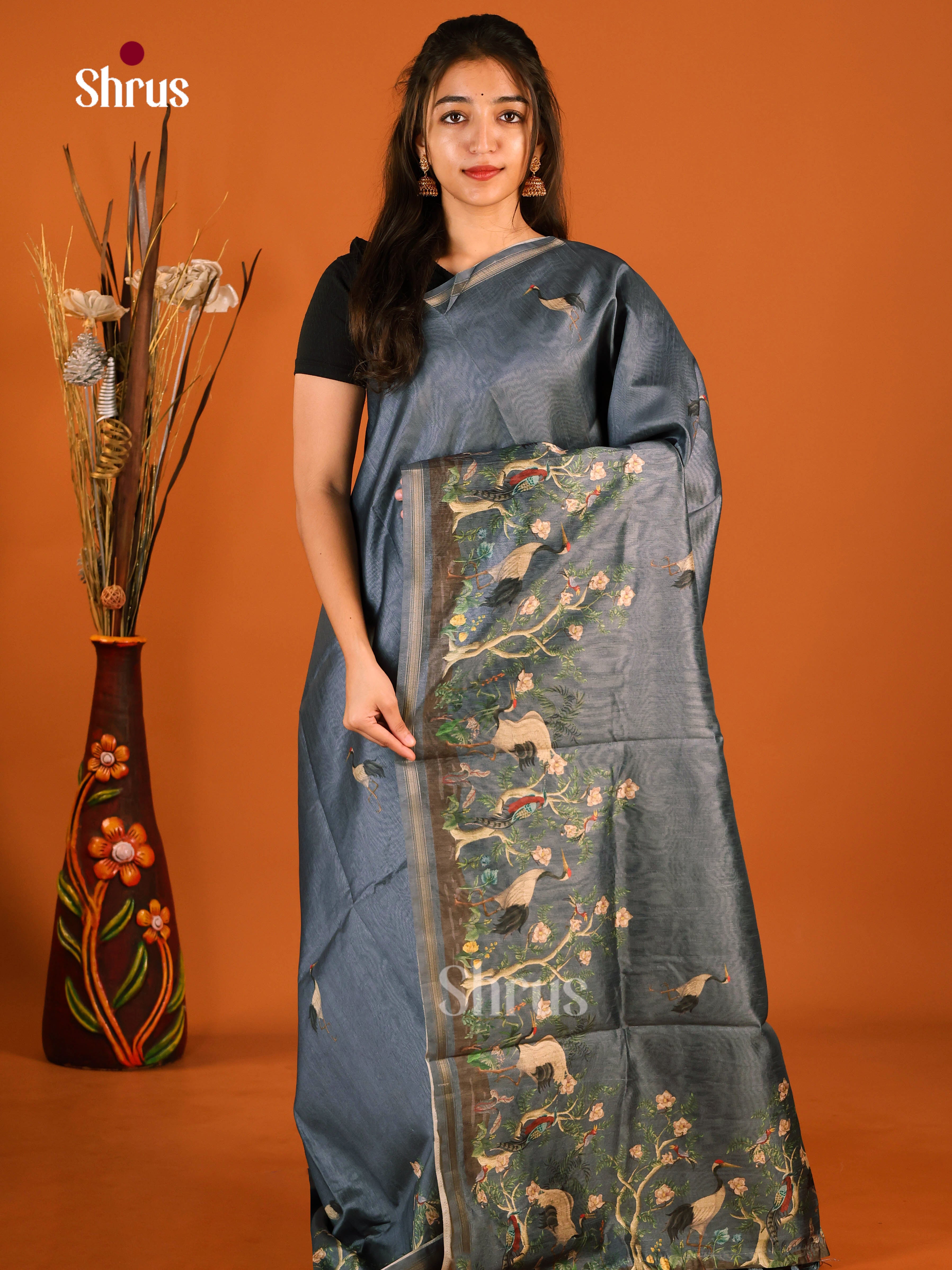 Blue- Semi Chanderi Saree