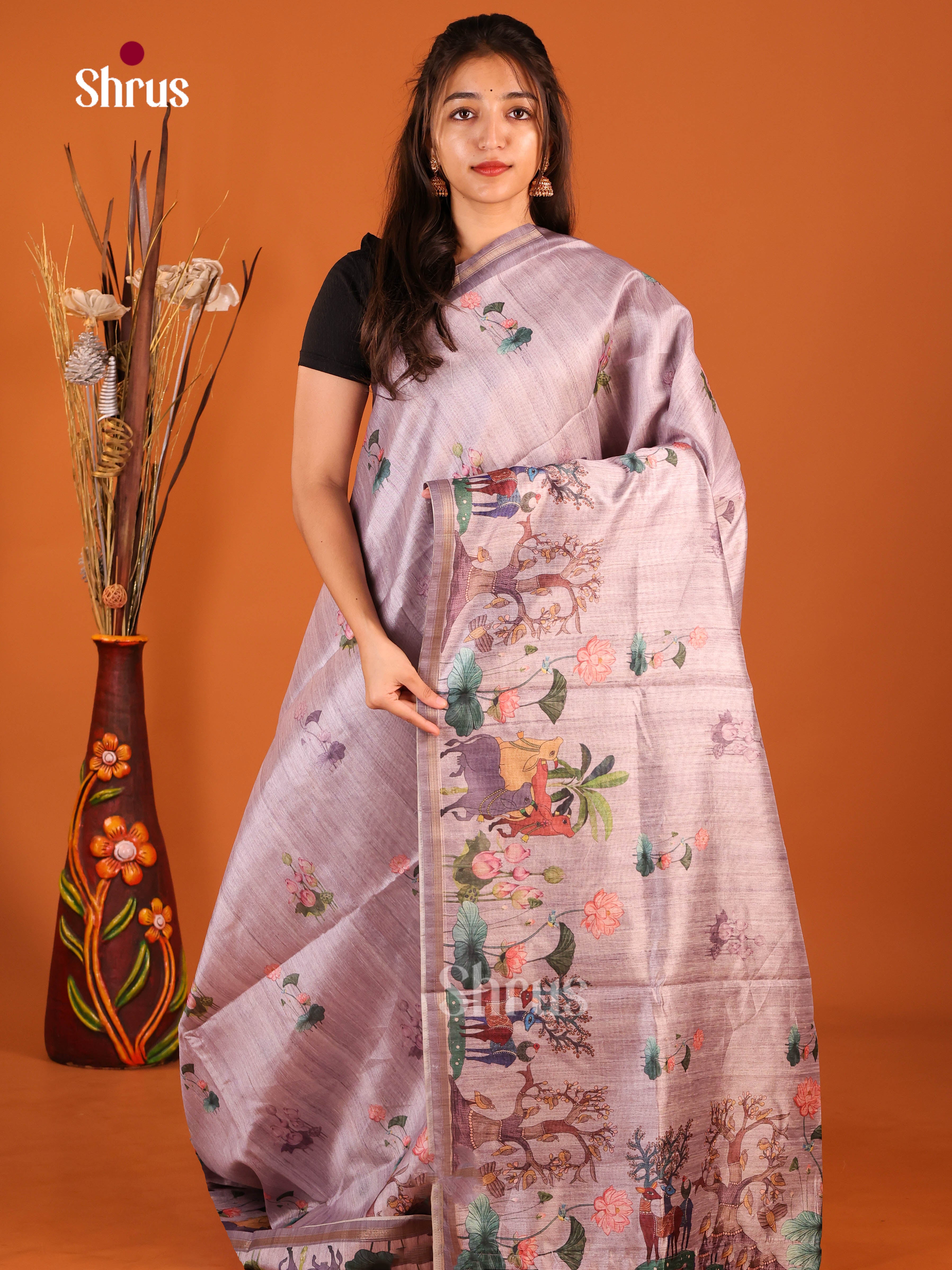 DIS29035 - Semi Chanderi Saree - Shop on Shrus.com