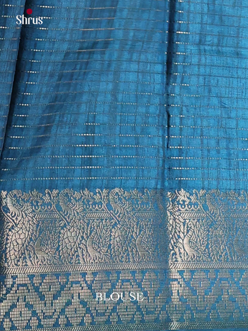 Grey & Blue- Semi Dola silk Saree