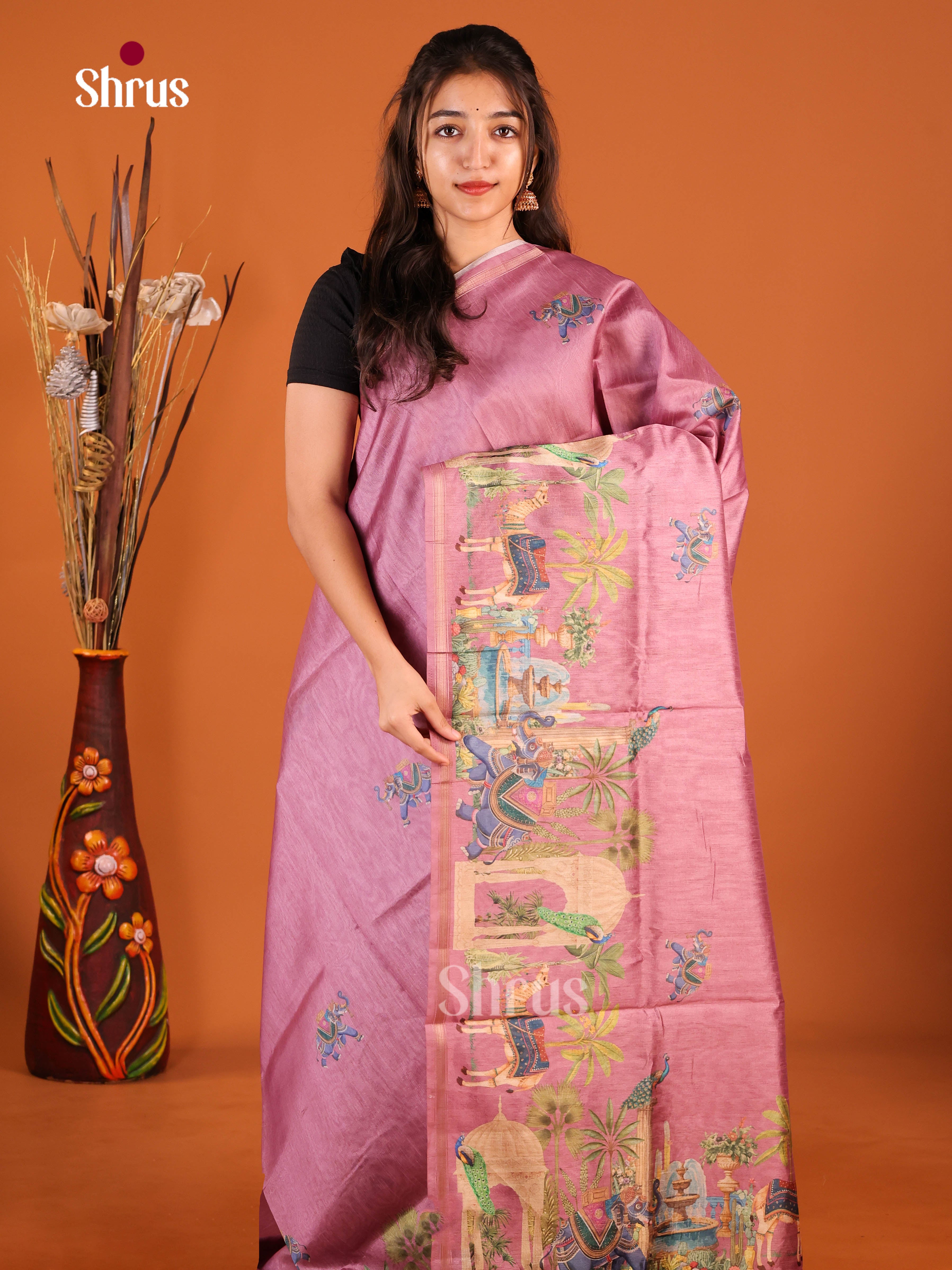 DIS29067 - Semi Chanderi Saree - Shop on Shrus.com