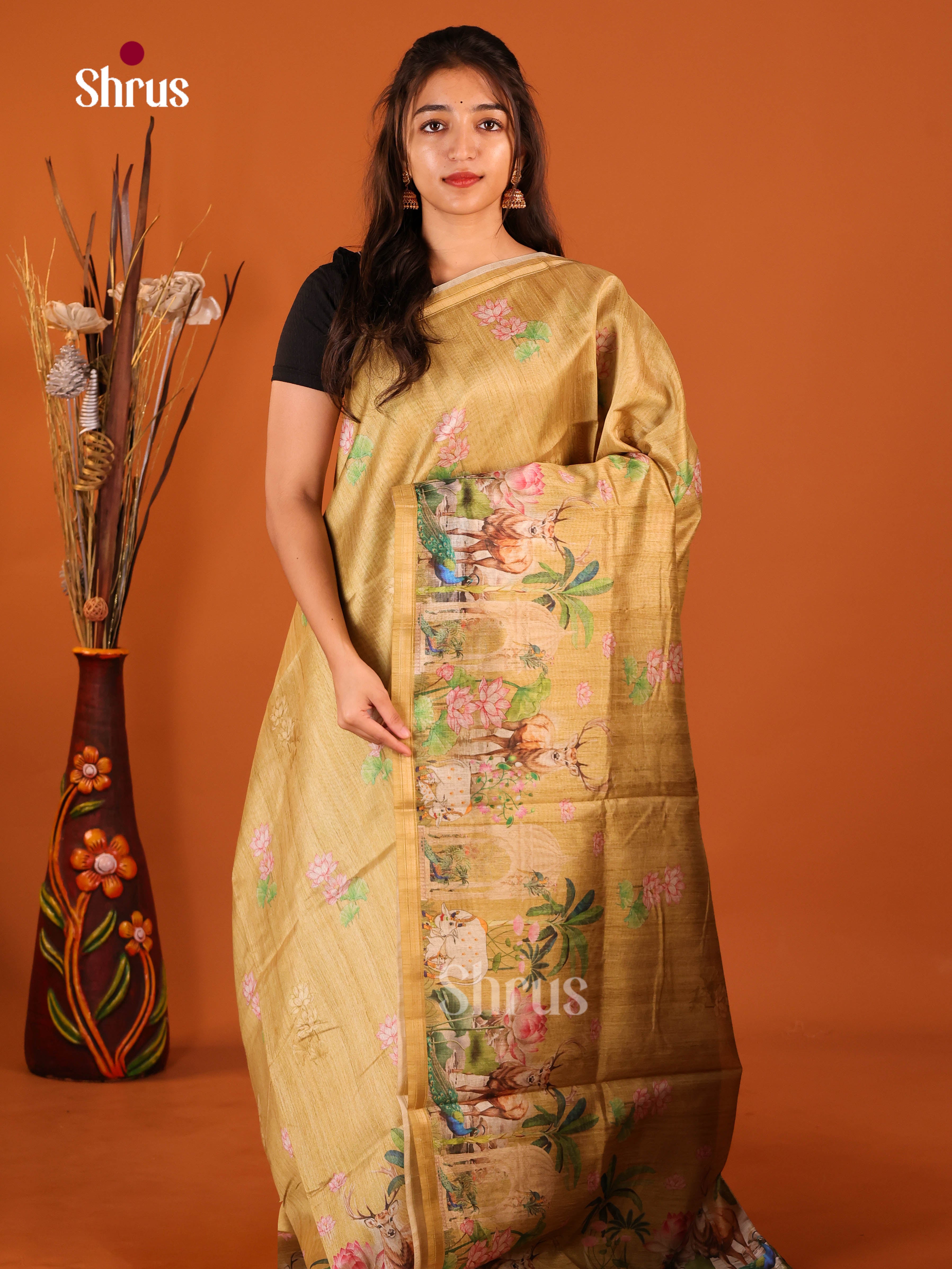 Gold - Semi Chanderi Saree