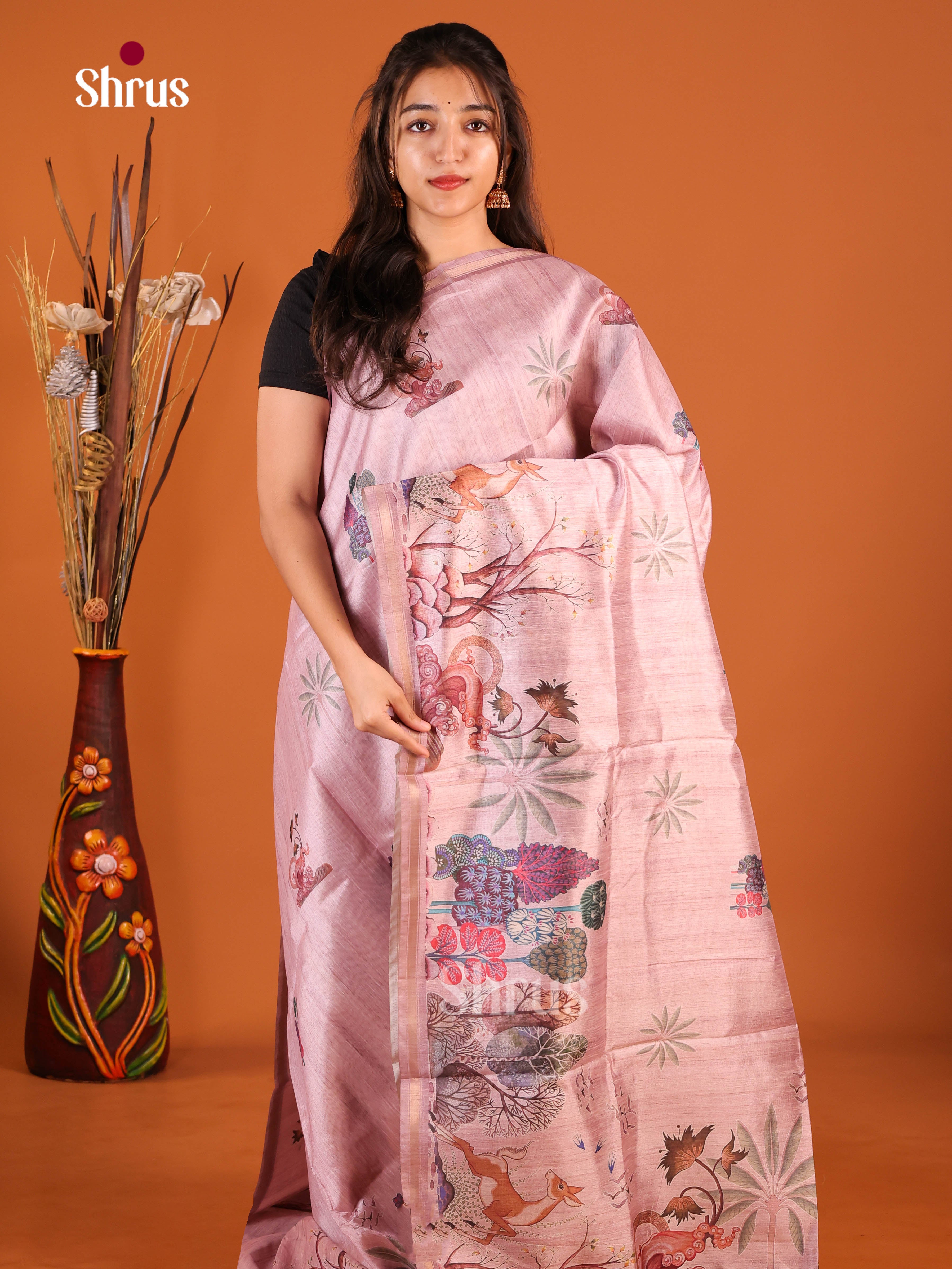 Lavender- Semi Chanderi Saree