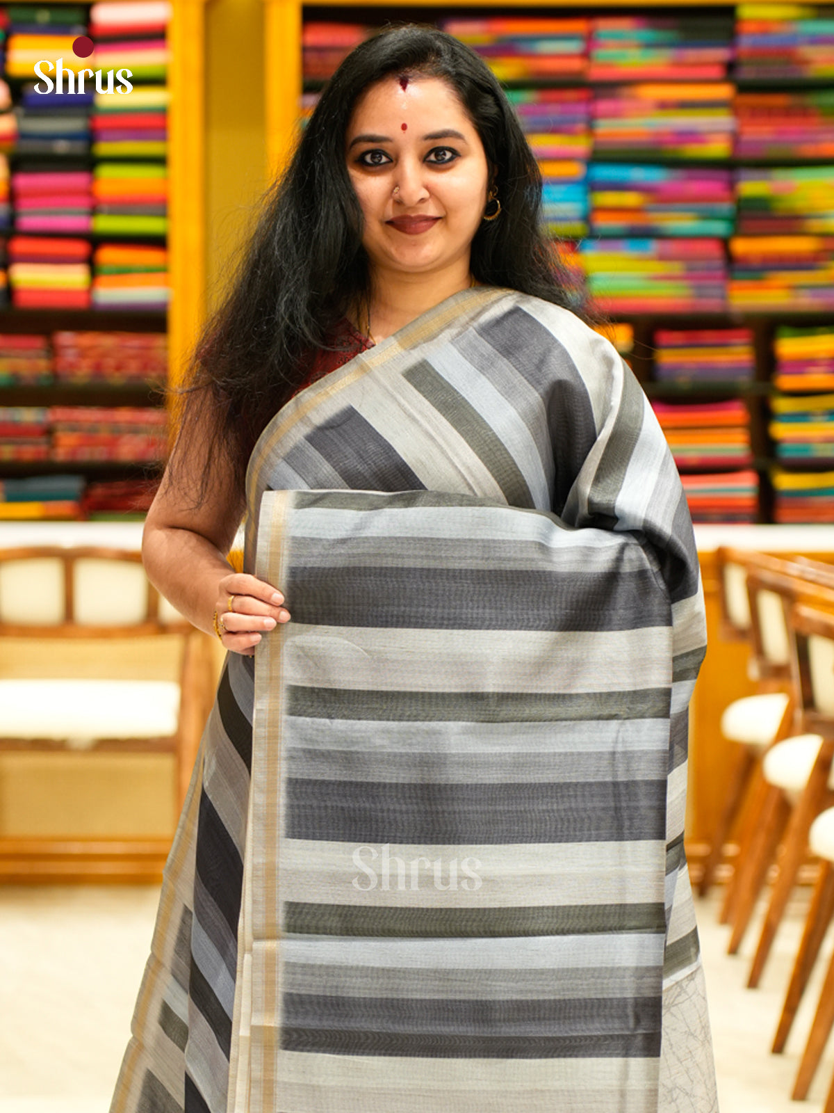 DIS29100 - Semi Chanderi Saree - Shop on Shrus.com