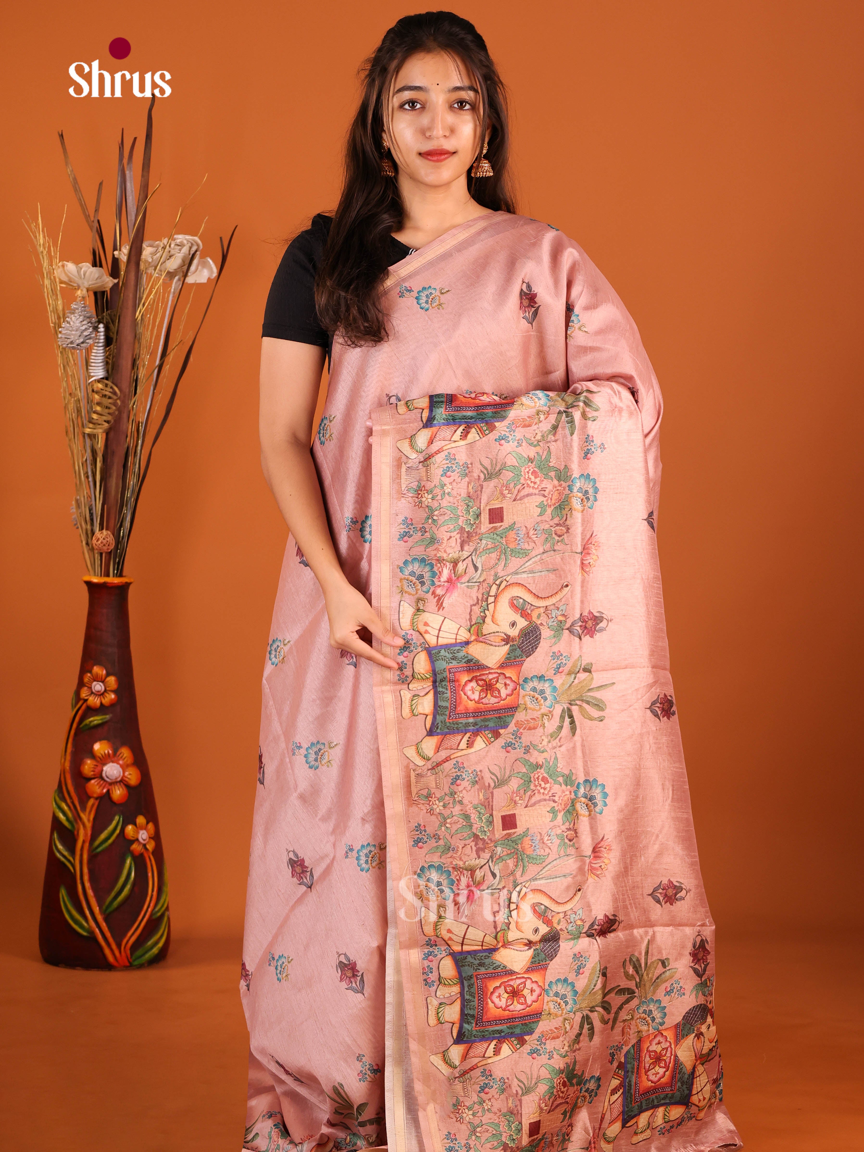 DIS29107 - Semi Chanderi Saree - Shop on Shrus.com