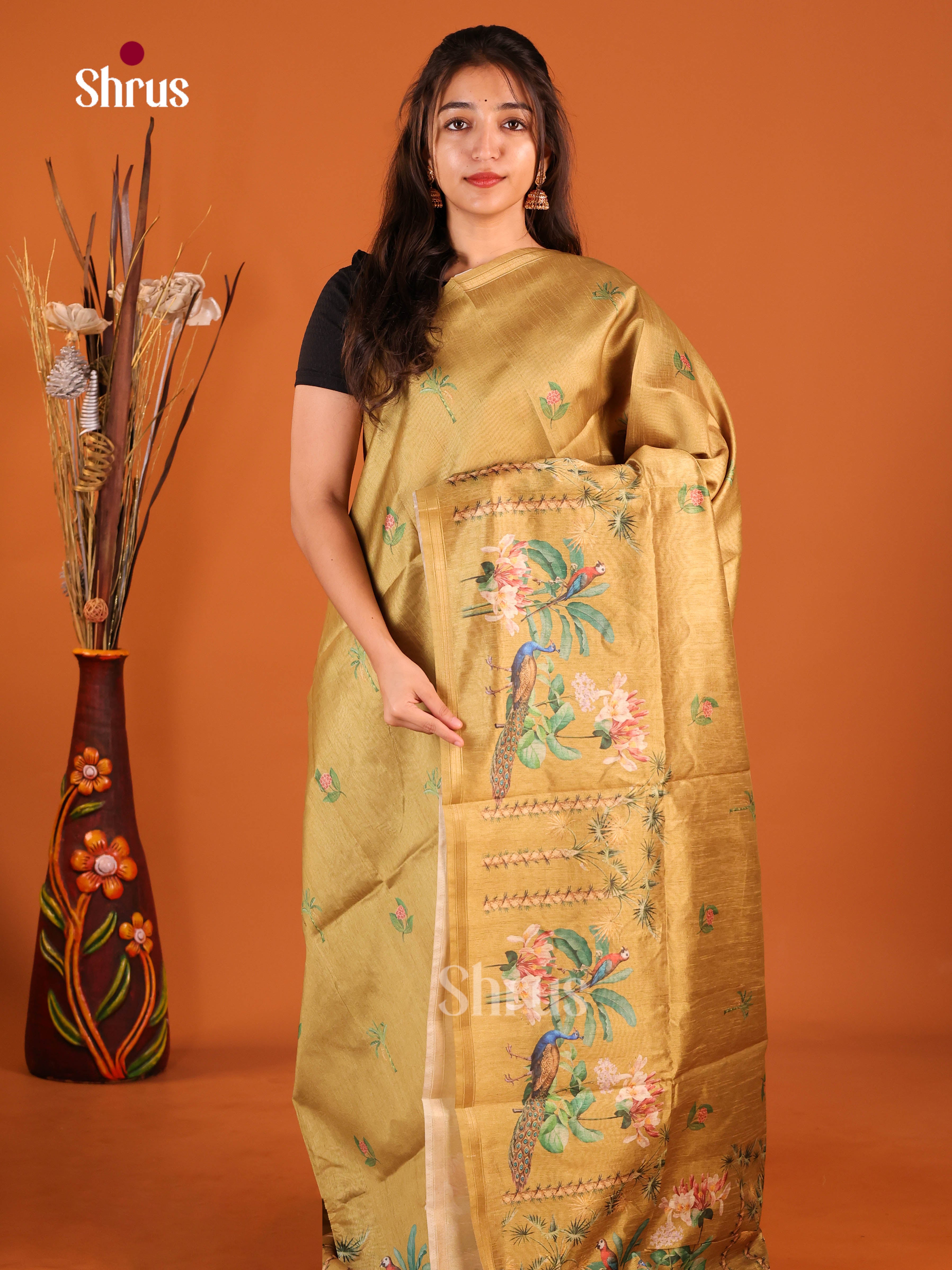 DIS29111 - Semi Chanderi Saree - Shop on Shrus.com