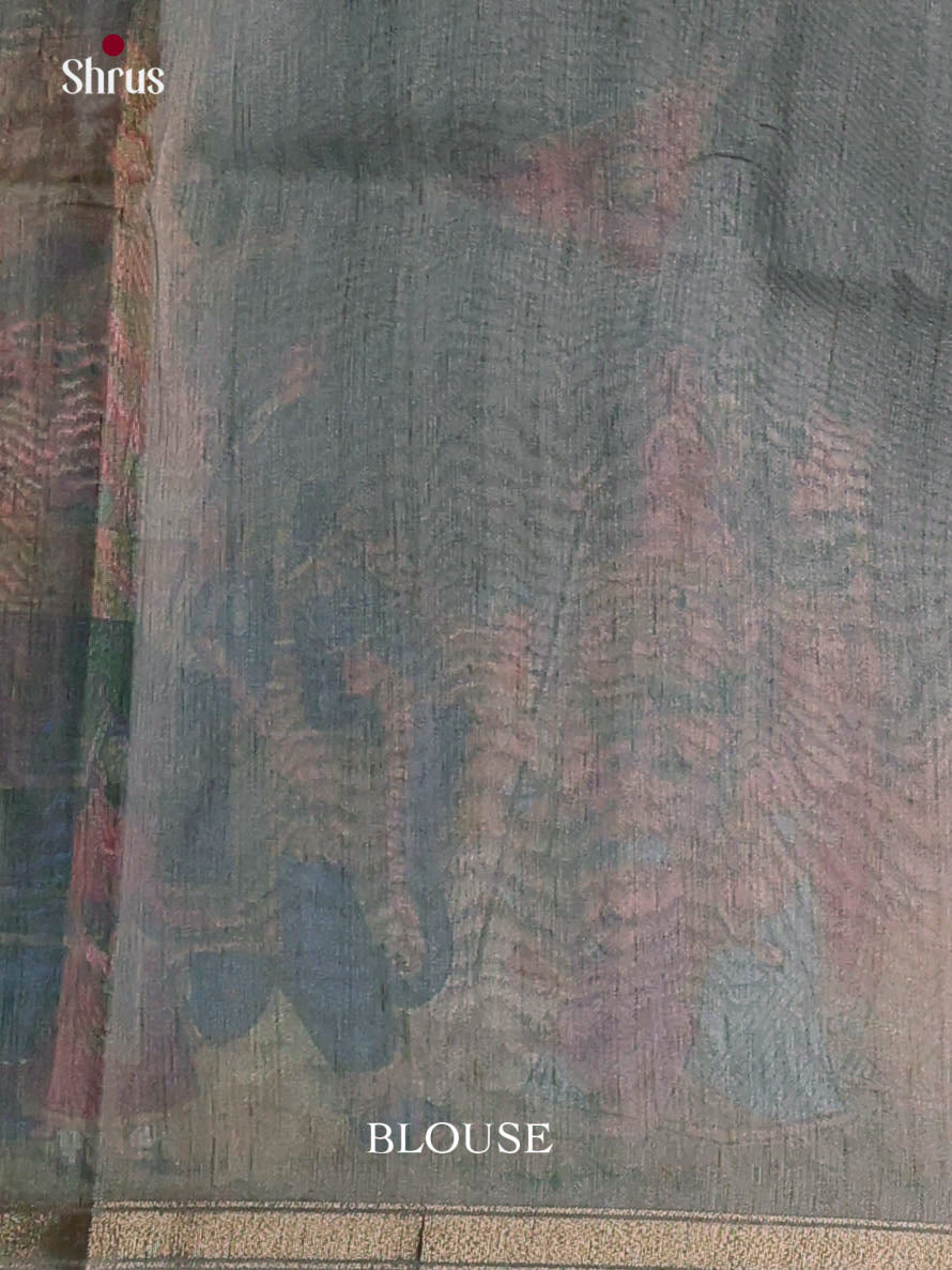 Grey - Semi Chanderi Saree - Shop on Shrus.com