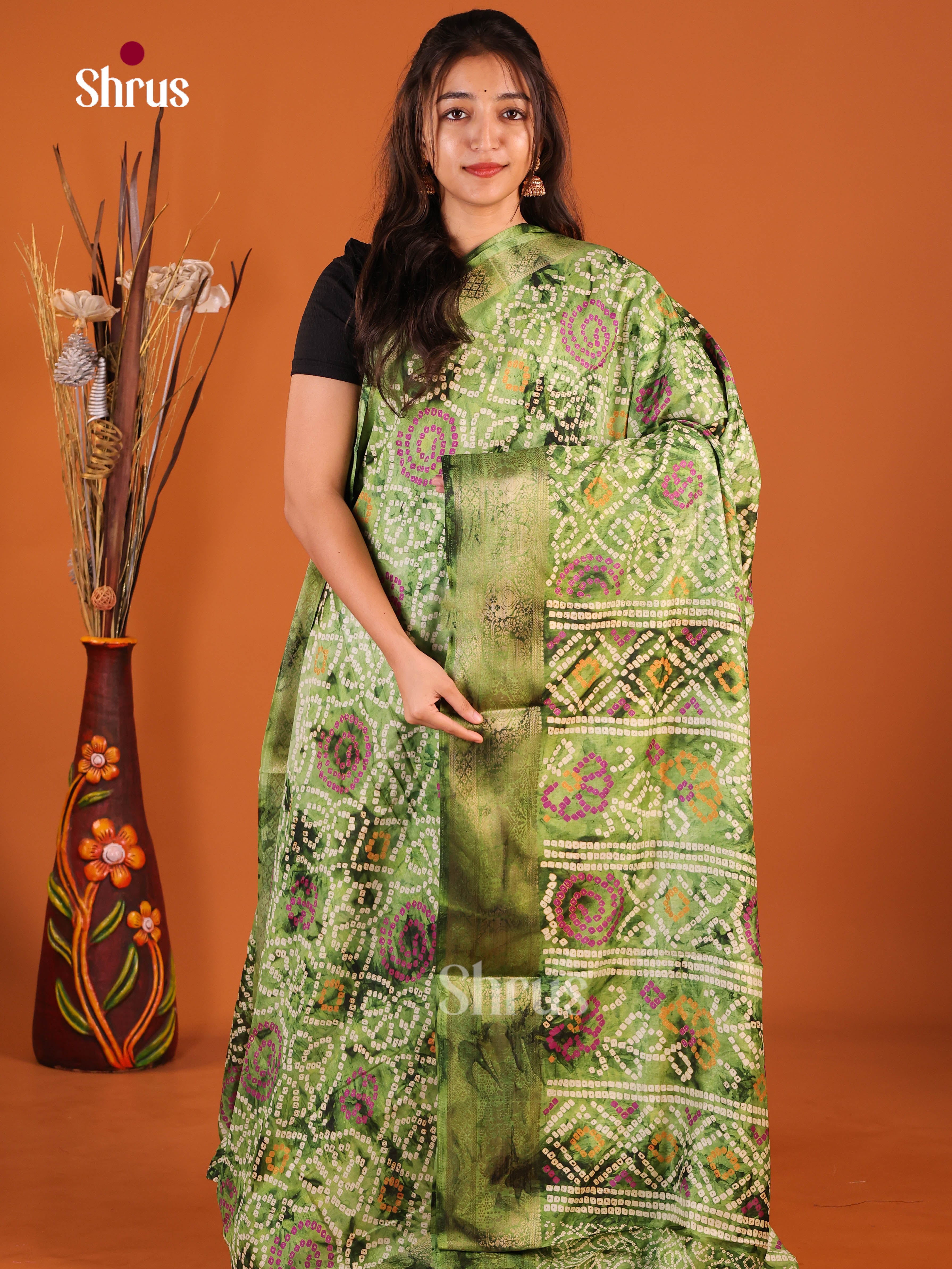 Green - Semi Dola silk Saree
