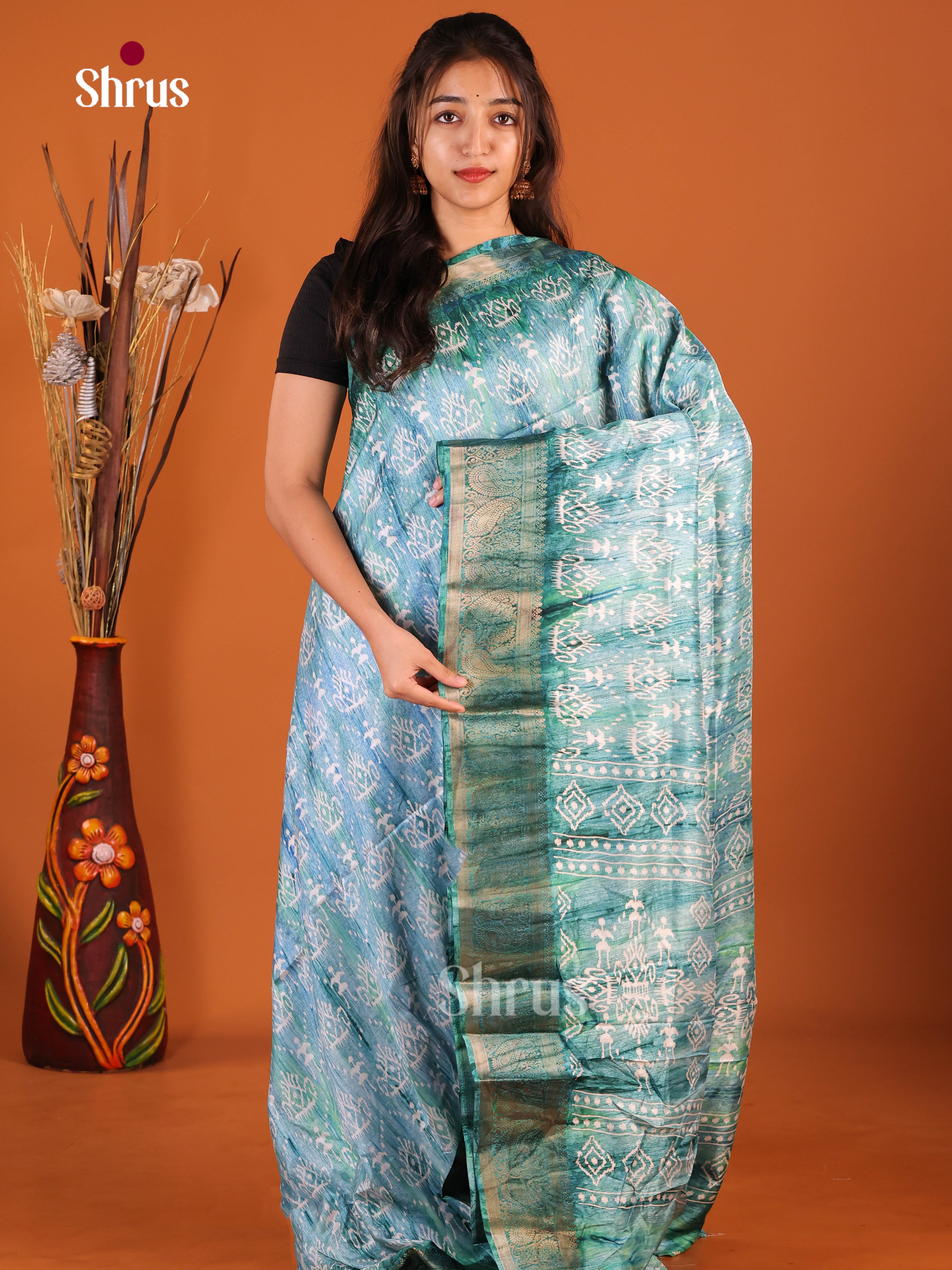 Blue- Semi Dola silk Saree