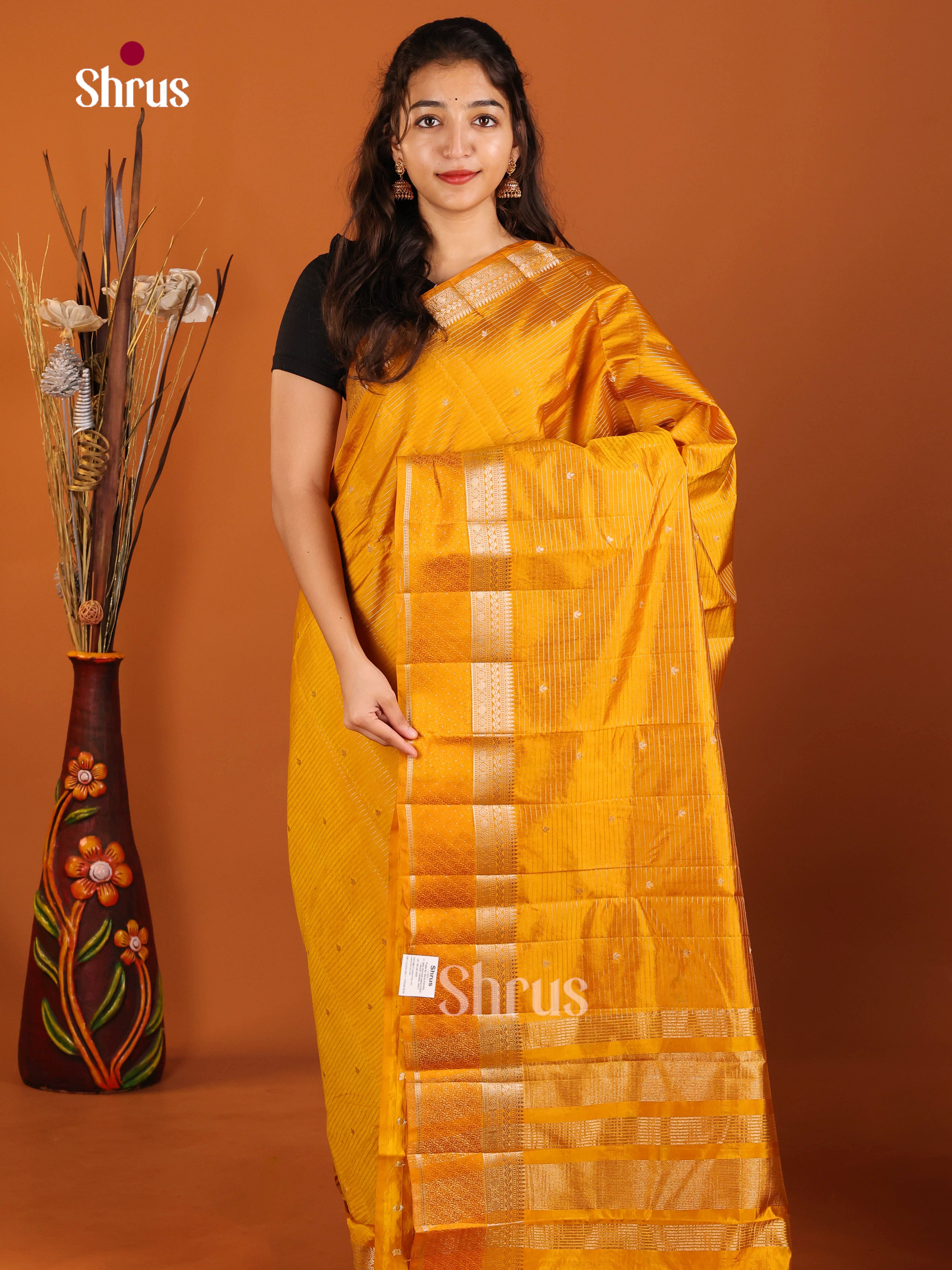 Mustard - Semi Rawsilk Saree